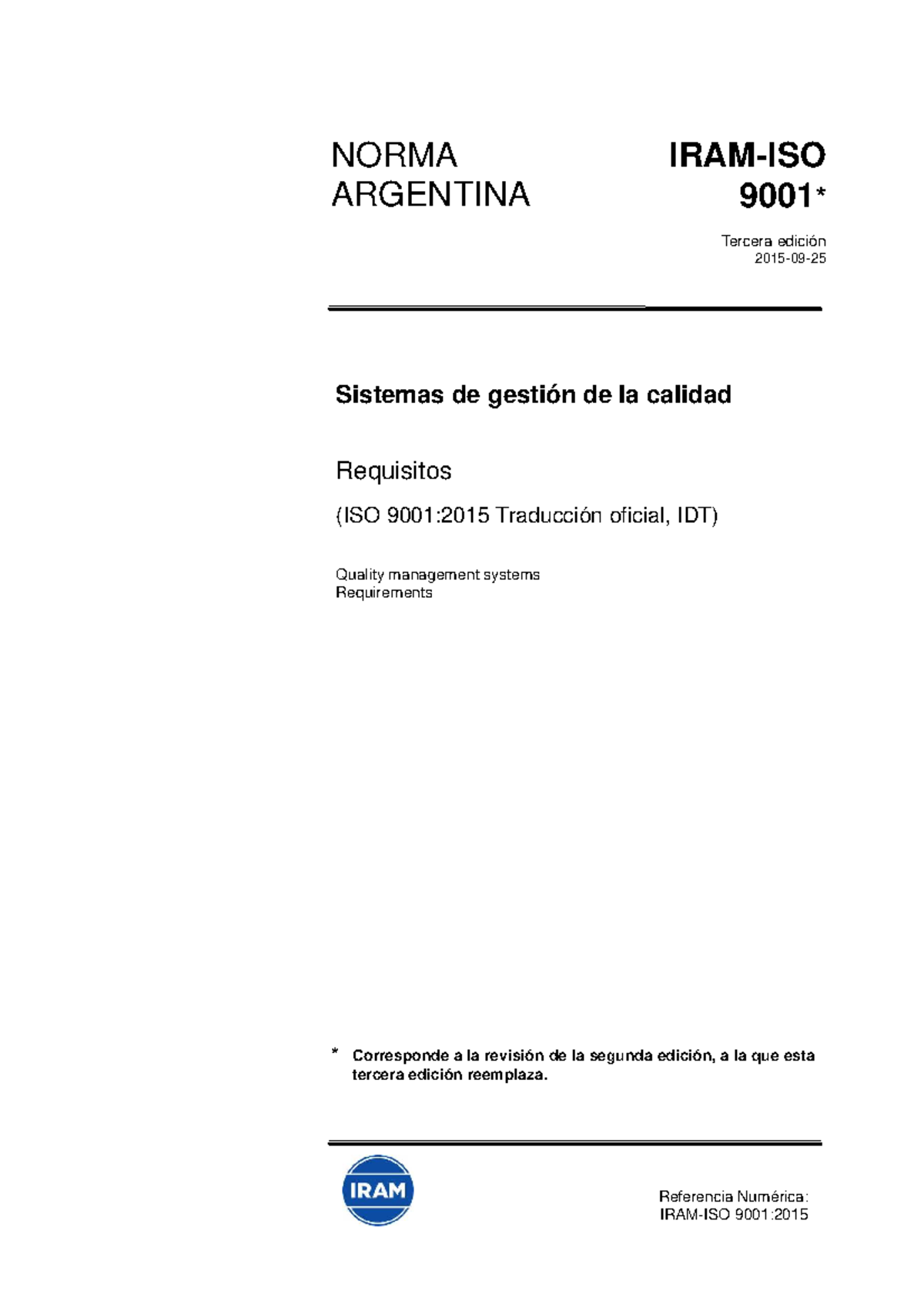 ISO 9001:2015 - Sistemas de Gestión de la Calidad (Traducción Oficial ...