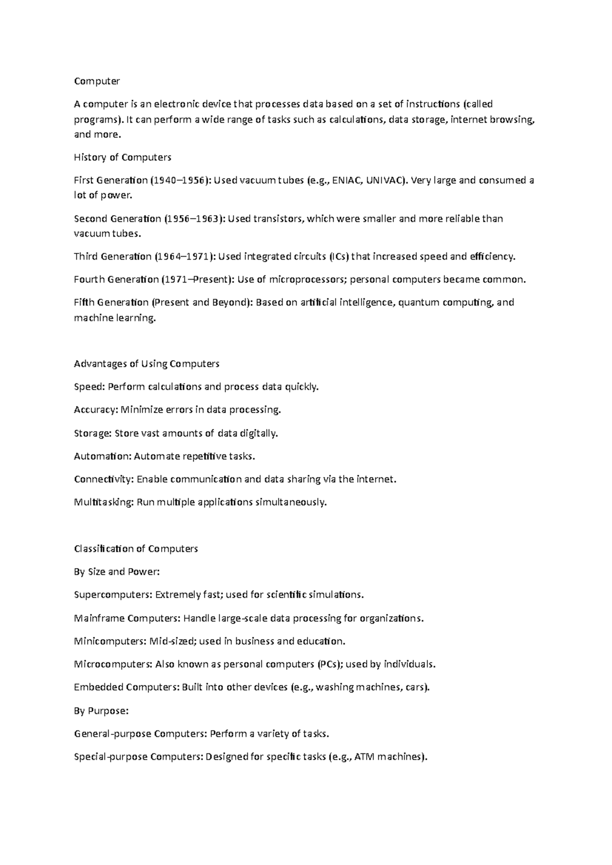 Computer Basics: Understanding Types, Functions, and Safety Practices ...