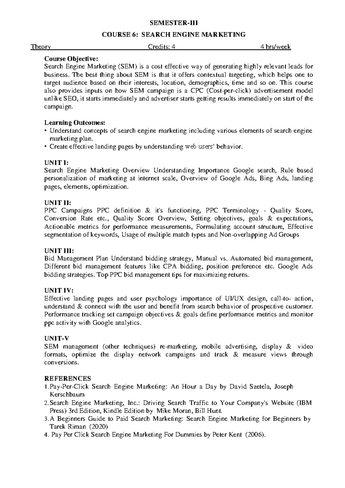 COURSE 6: SEM Theory & Practice - Credits: 4 - Studocu