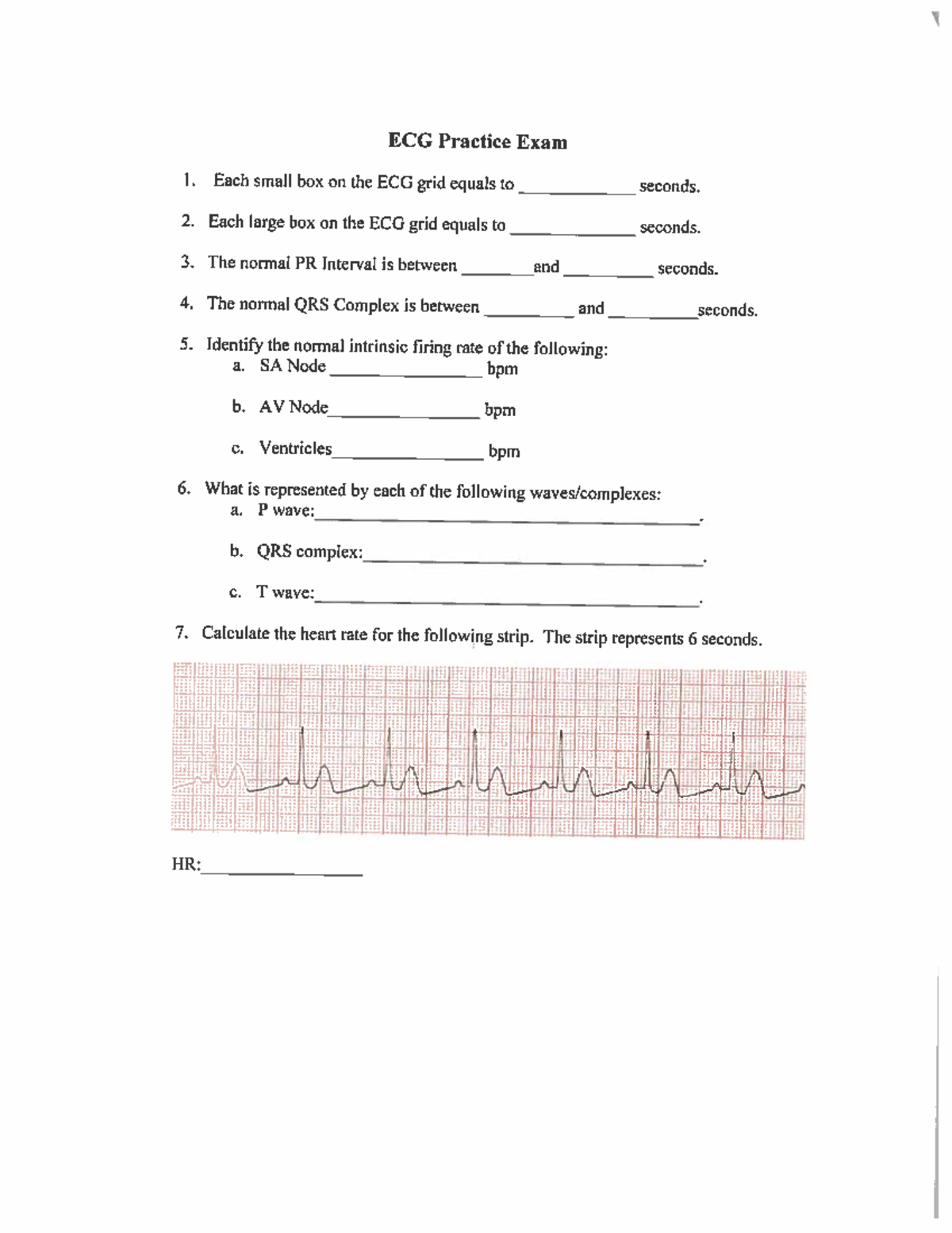 ECG Practice Exam 1: Heart Rate and Rhythm Interpretation Guide - Studocu