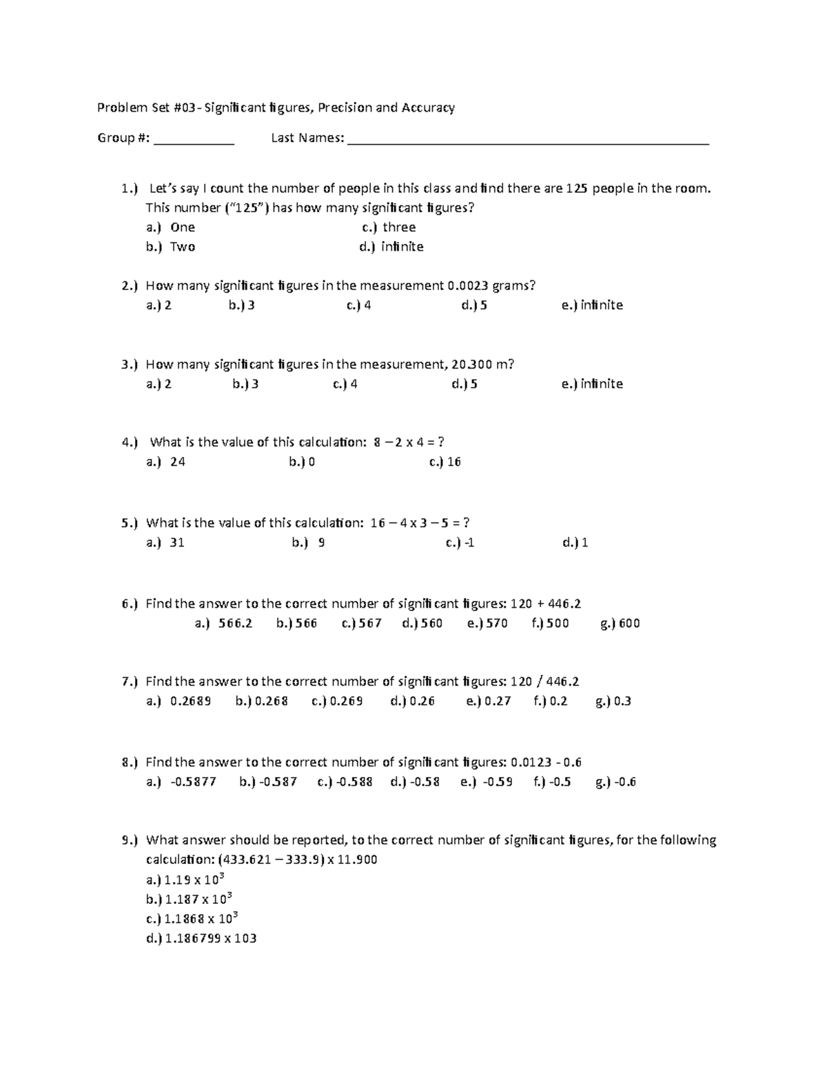 Problem+Set+%233 - Practice problems sets for chemistry - Problem Set ...