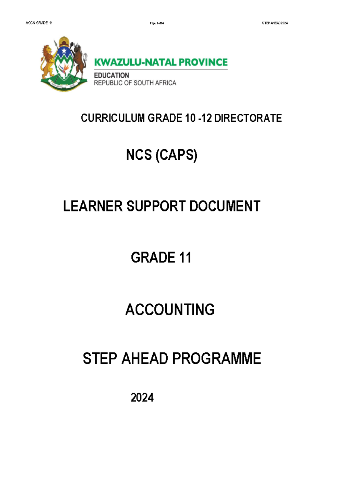 ACCN GRADE 11 STEP AHEAD 2024: Comprehensive Learner Support Guide ...