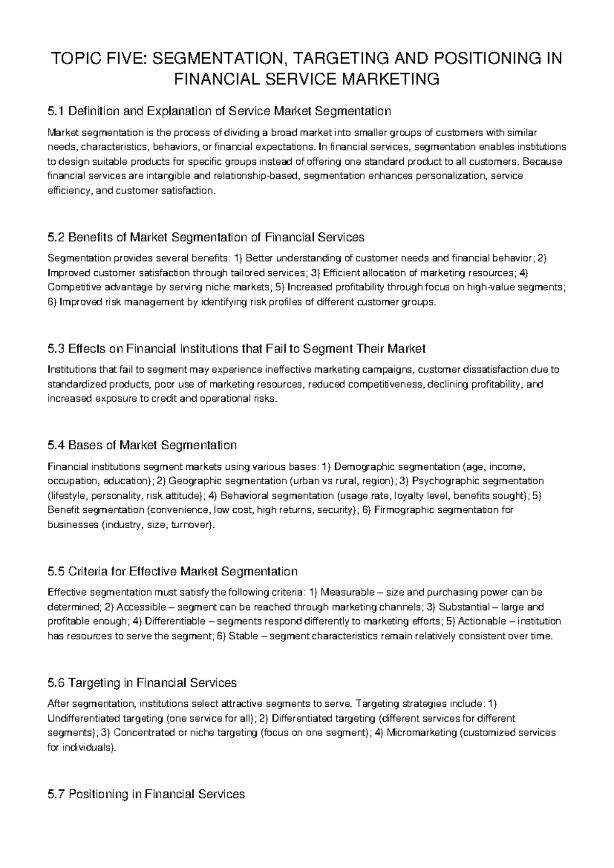 FIN 101: Segmentation, Targeting & Positioning in Financial Services ...