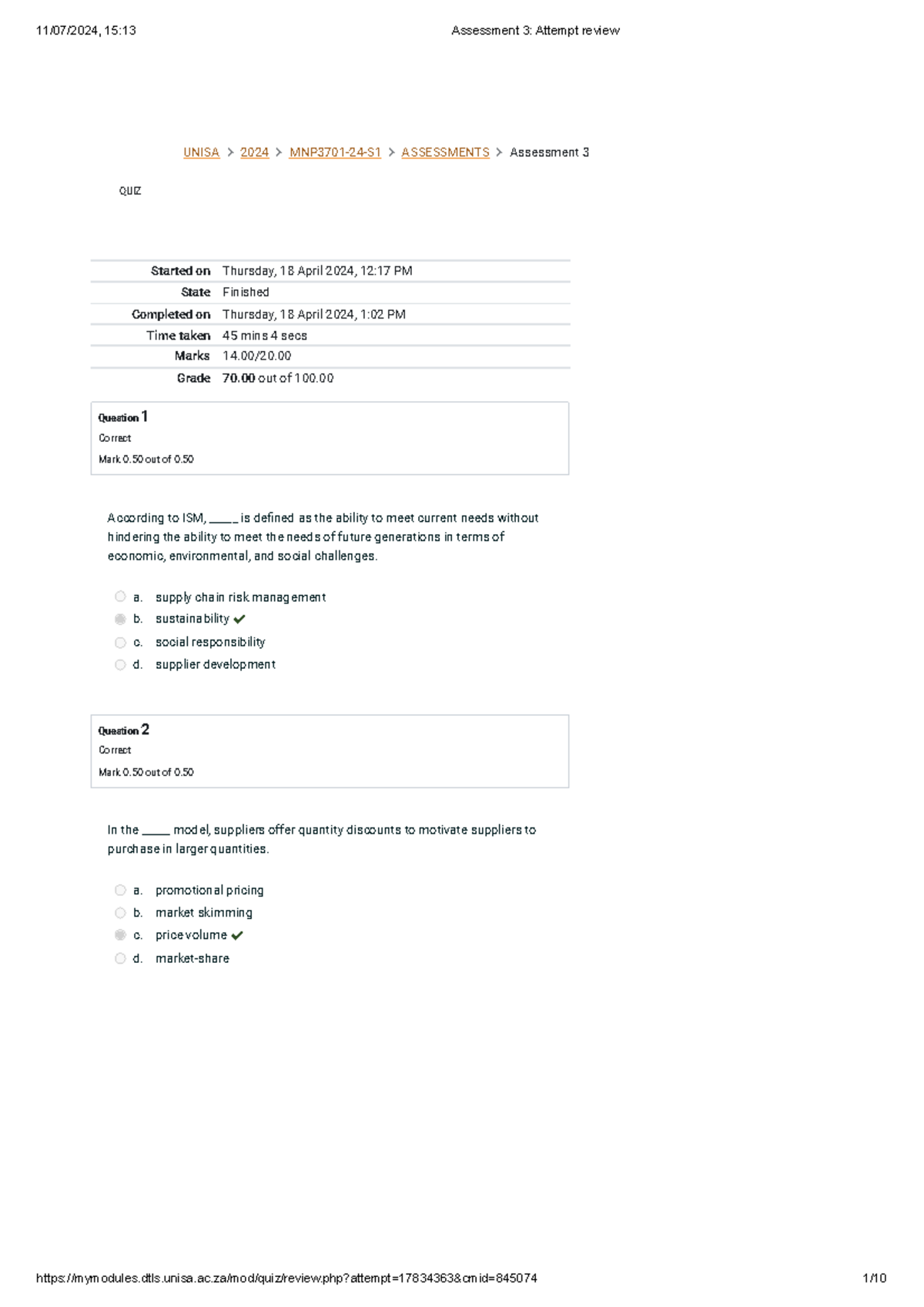 MNP3701-24-S1 Assessment 3 Attempt Review and Scoring Insights - Studocu