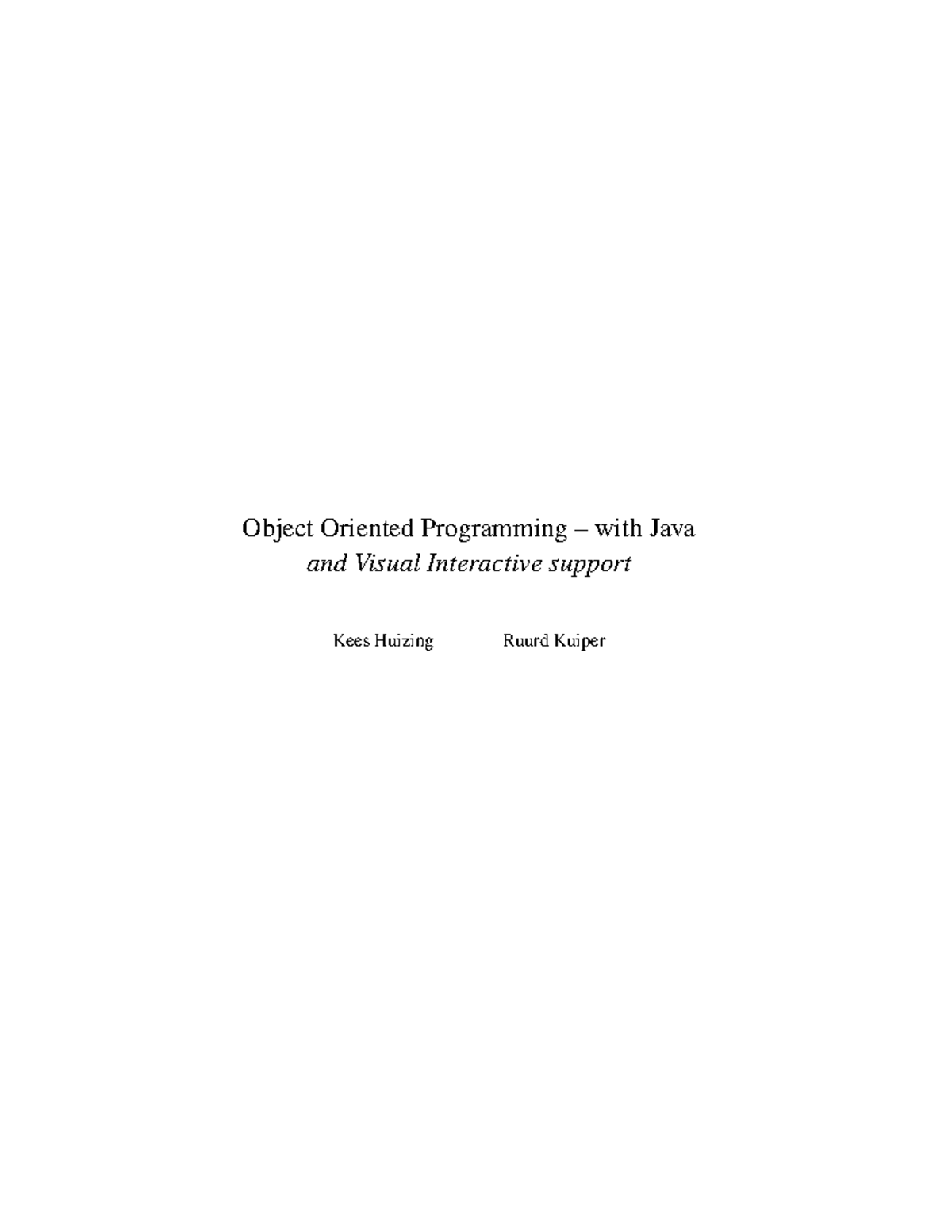 Object-Oriented Programming in Java - 2IP90 Reader Notes - Studeersnel
