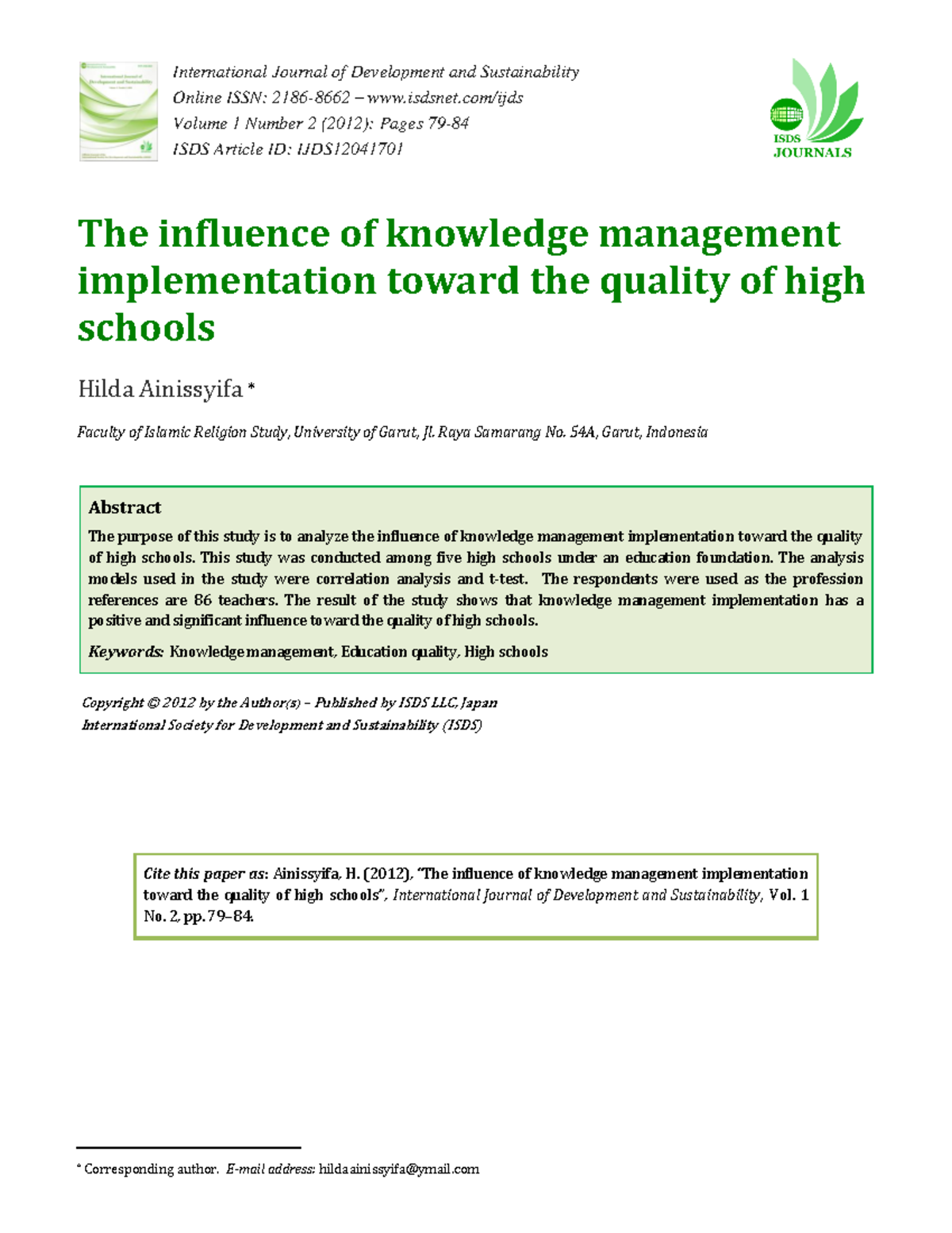 The influence of knowledge management - International Journal of ...
