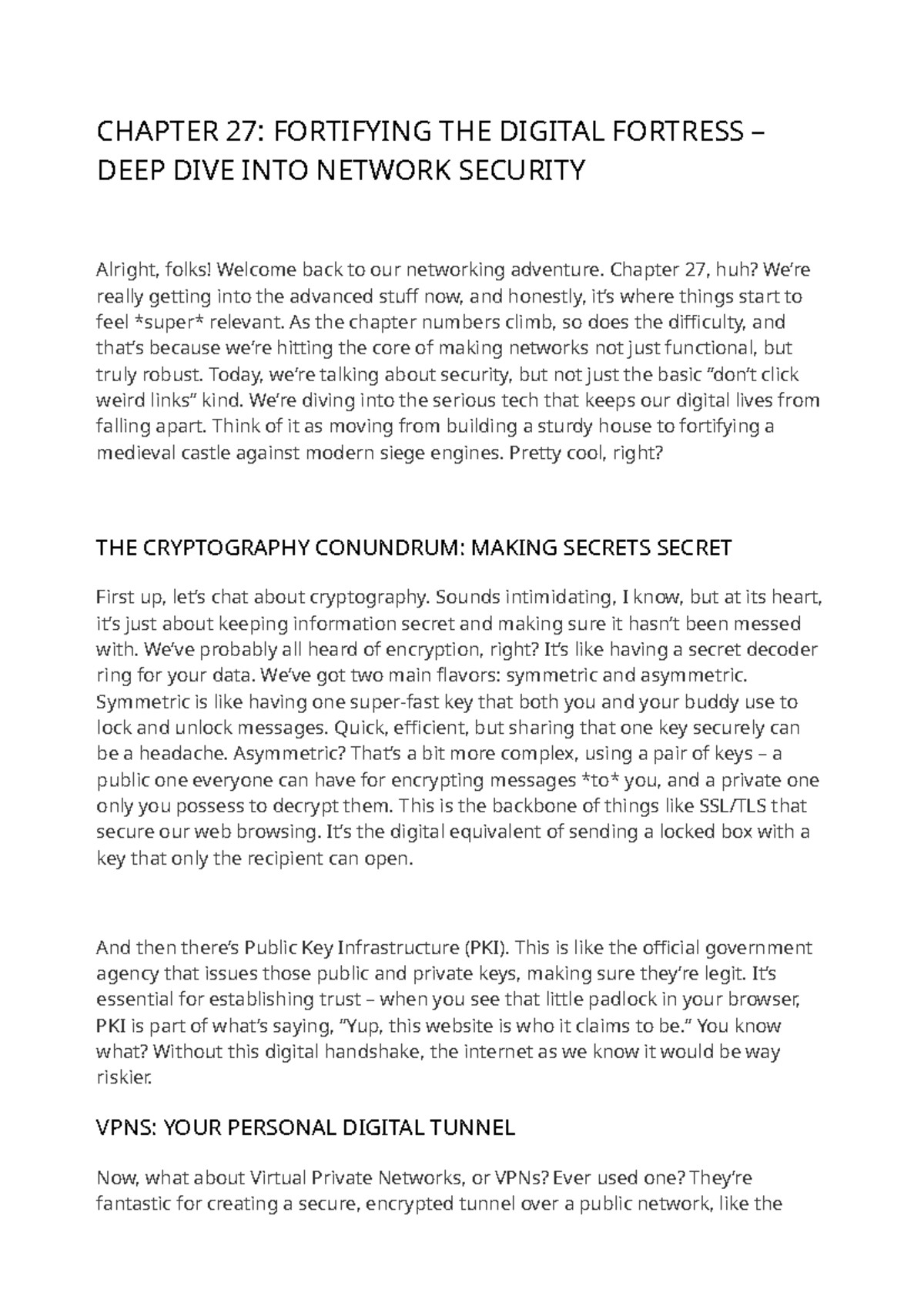 CHAPTER 27 FORTIFYING THE DIGITAL FORTRESS IN NETWORK SECURITY Studocu