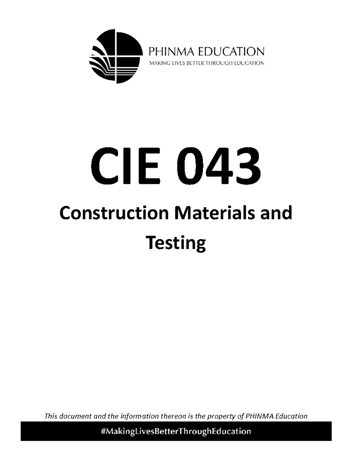 CIE 043: Comprehensive Overview of Construction Materials and Testing ...
