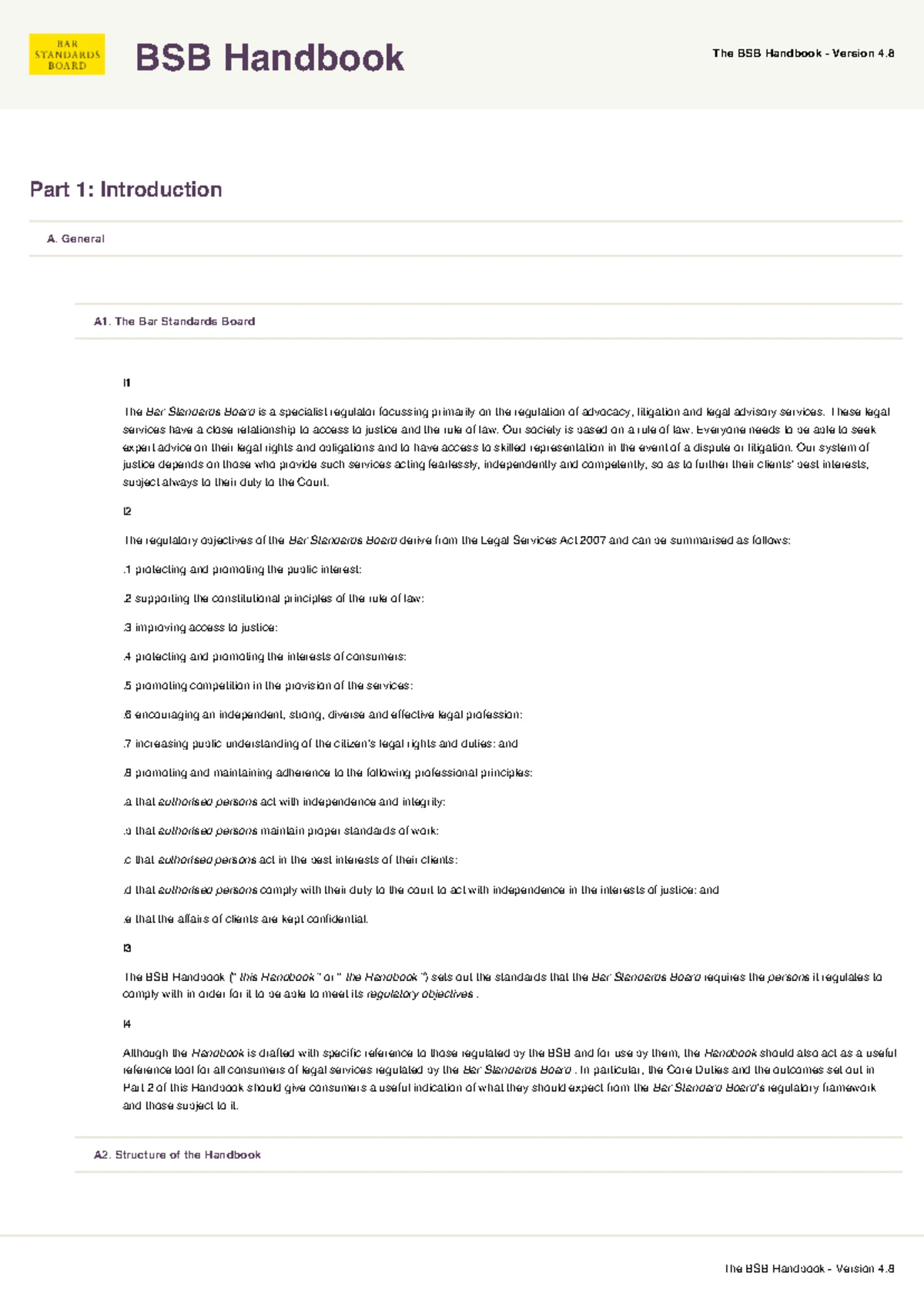 BSB Handbook and syllabus guide - Code of Conduct Part 2 Section B Core ...