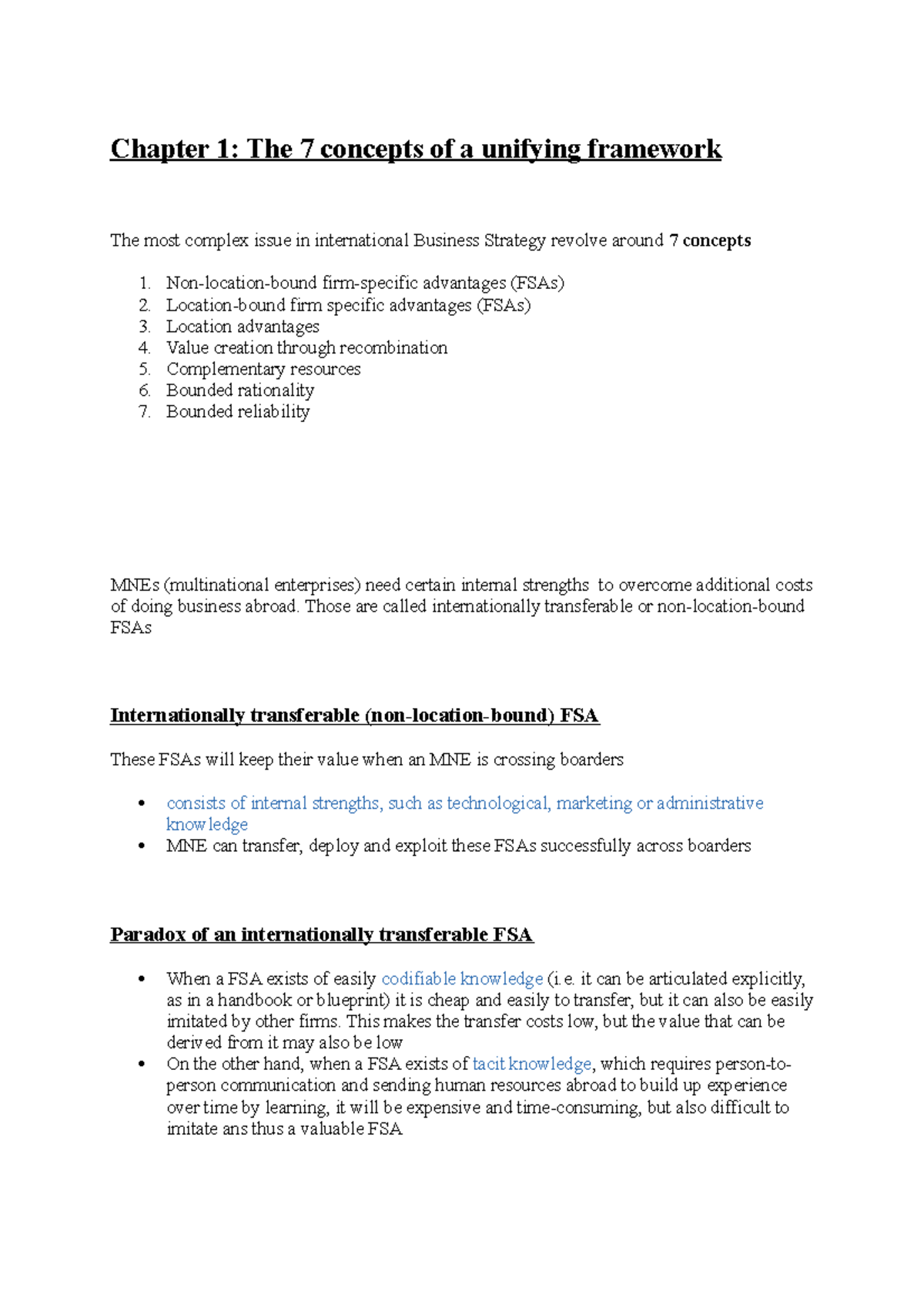 Summary of Chapters 1-5 for INTB-101: International Business Strategy ...