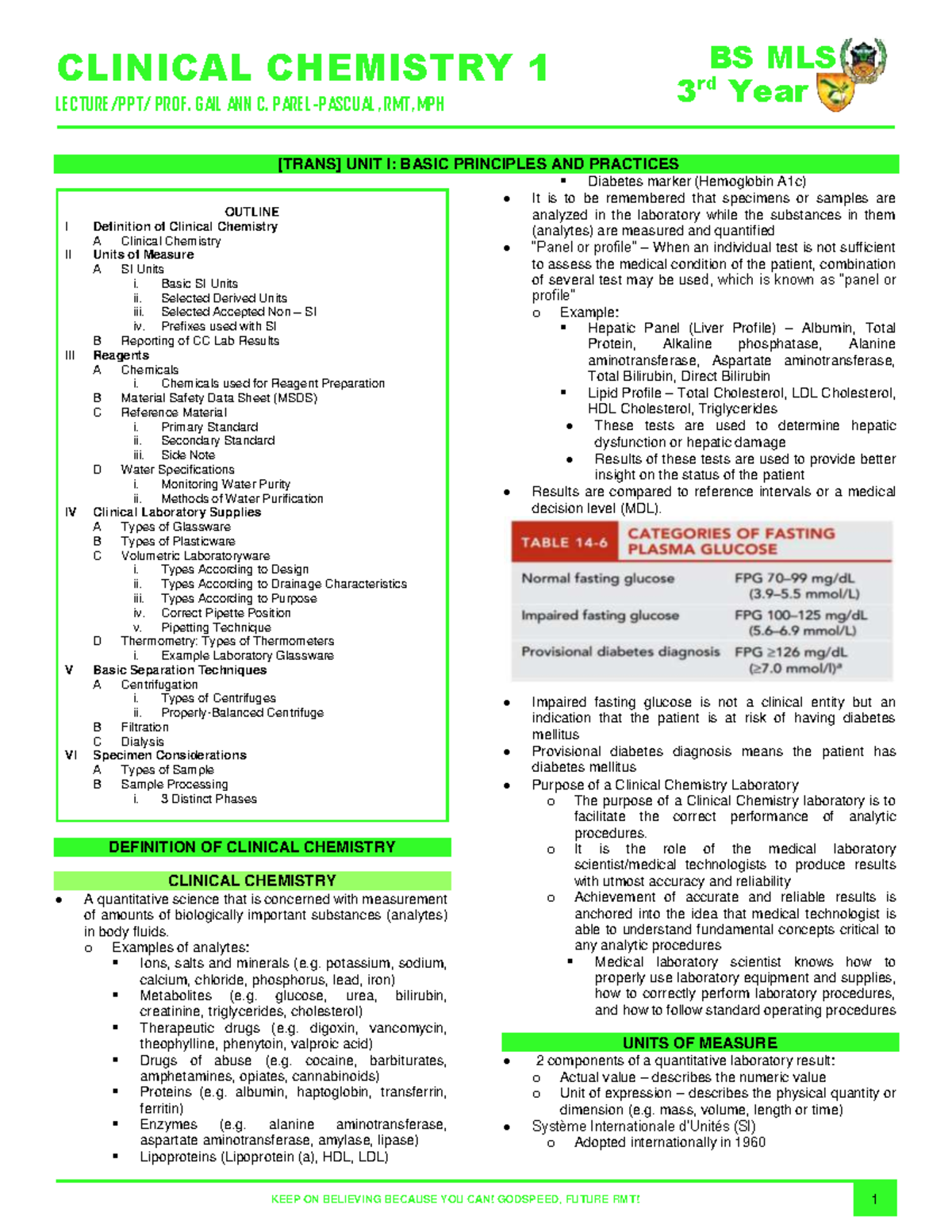 CC Lecture 1 - Basics of Clinical Chemistry Principles and Practices ...