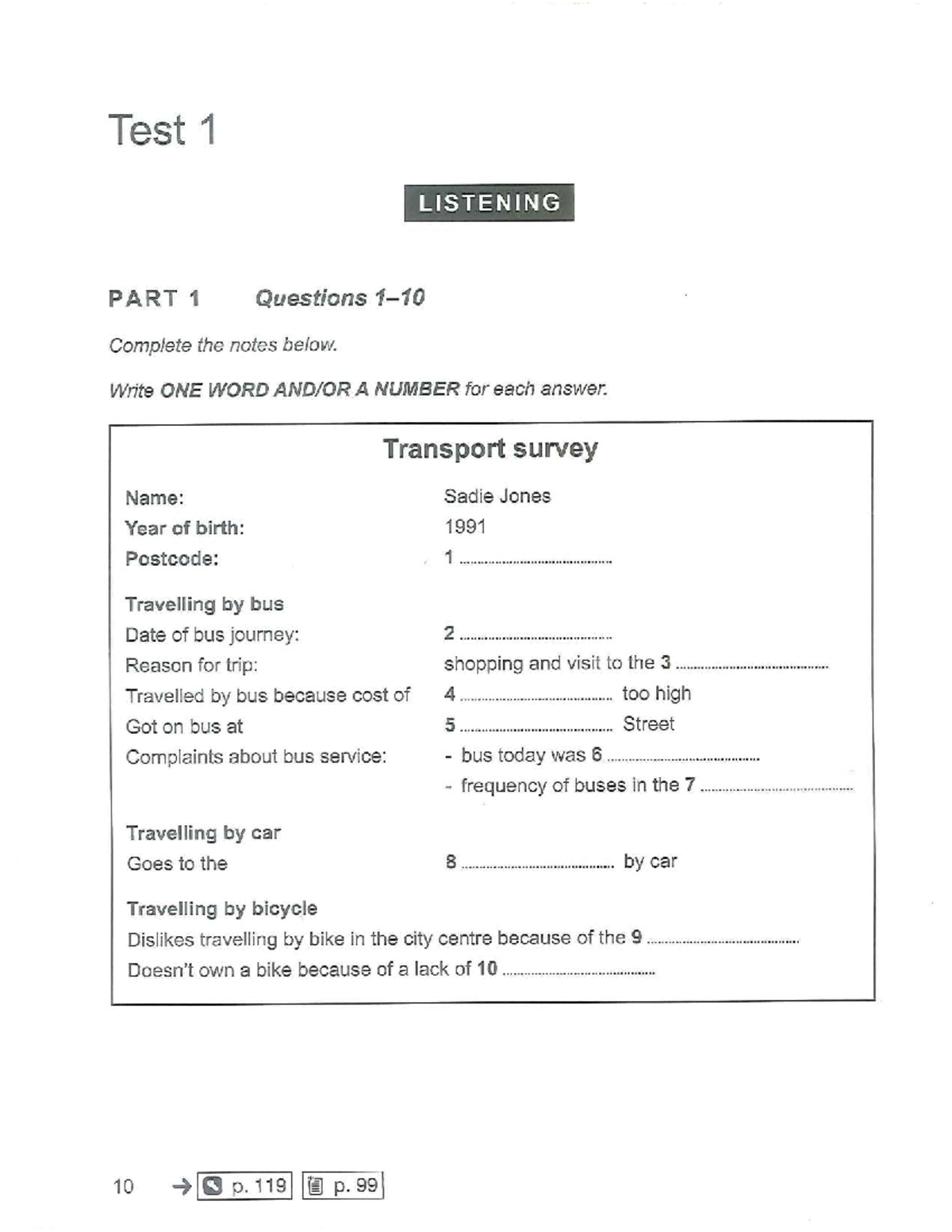Test 1 Listening Part 1 & 2 Questions - Cambridge IELTS 18 - Studocu