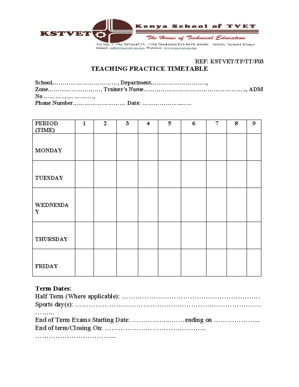 9 - Assists with training materials - REF: KSTVET/TP/TT/F TEACHING ...