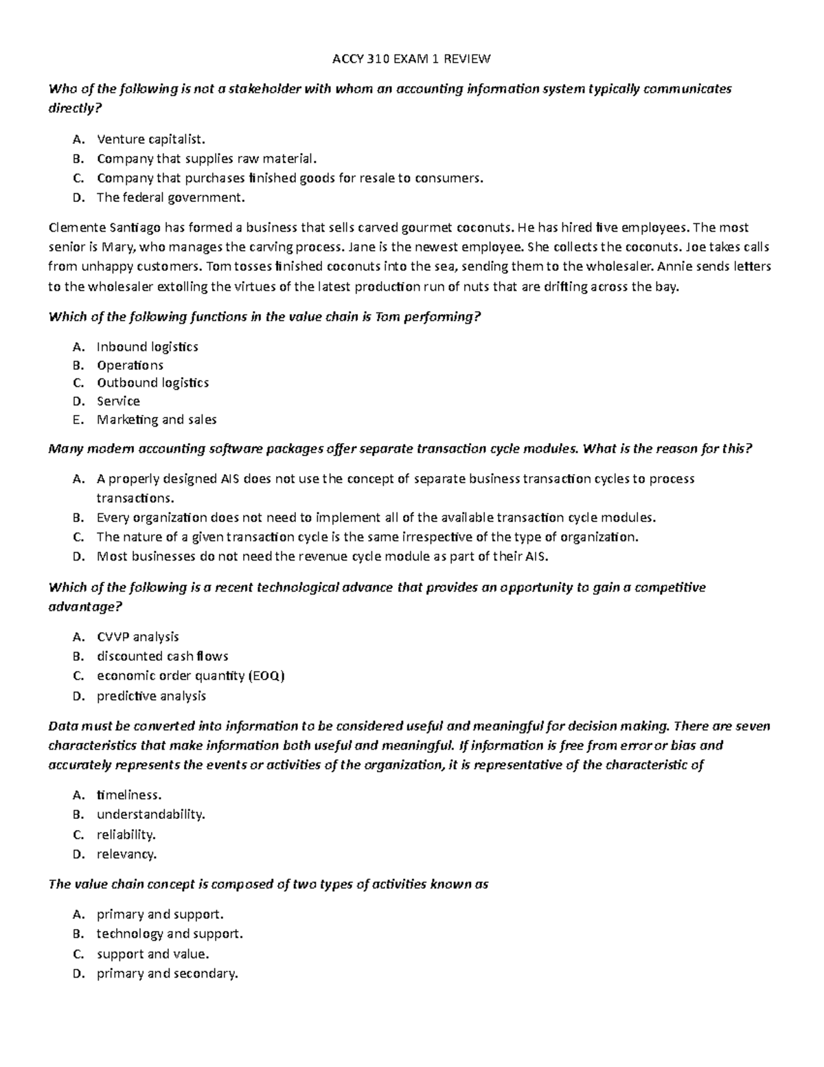 ACCY 310 Exam 1 Comprehensive Study Guide and Review - Studocu