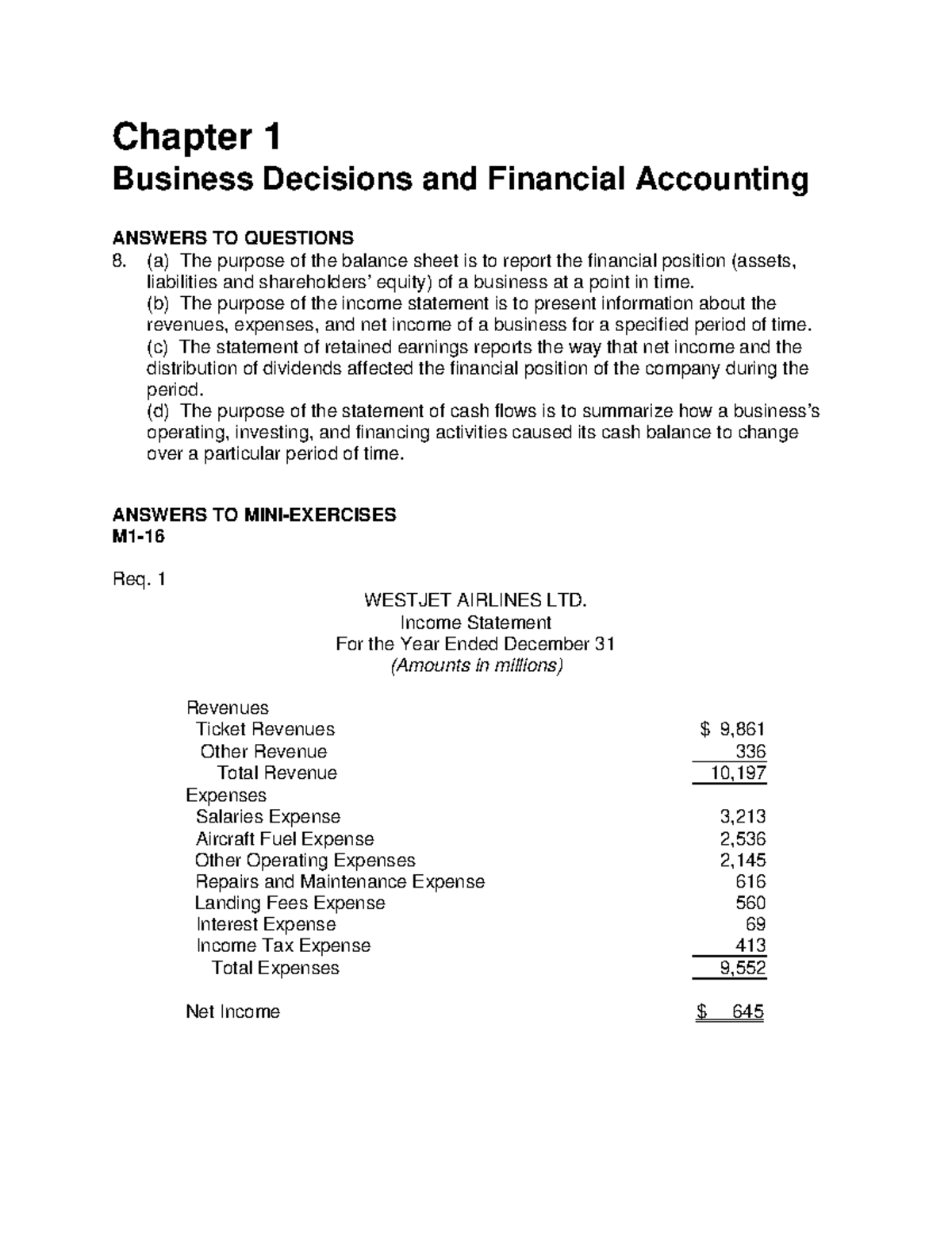 Chapter 1 - Practice Question Solutions for Financial Accounting - Studocu