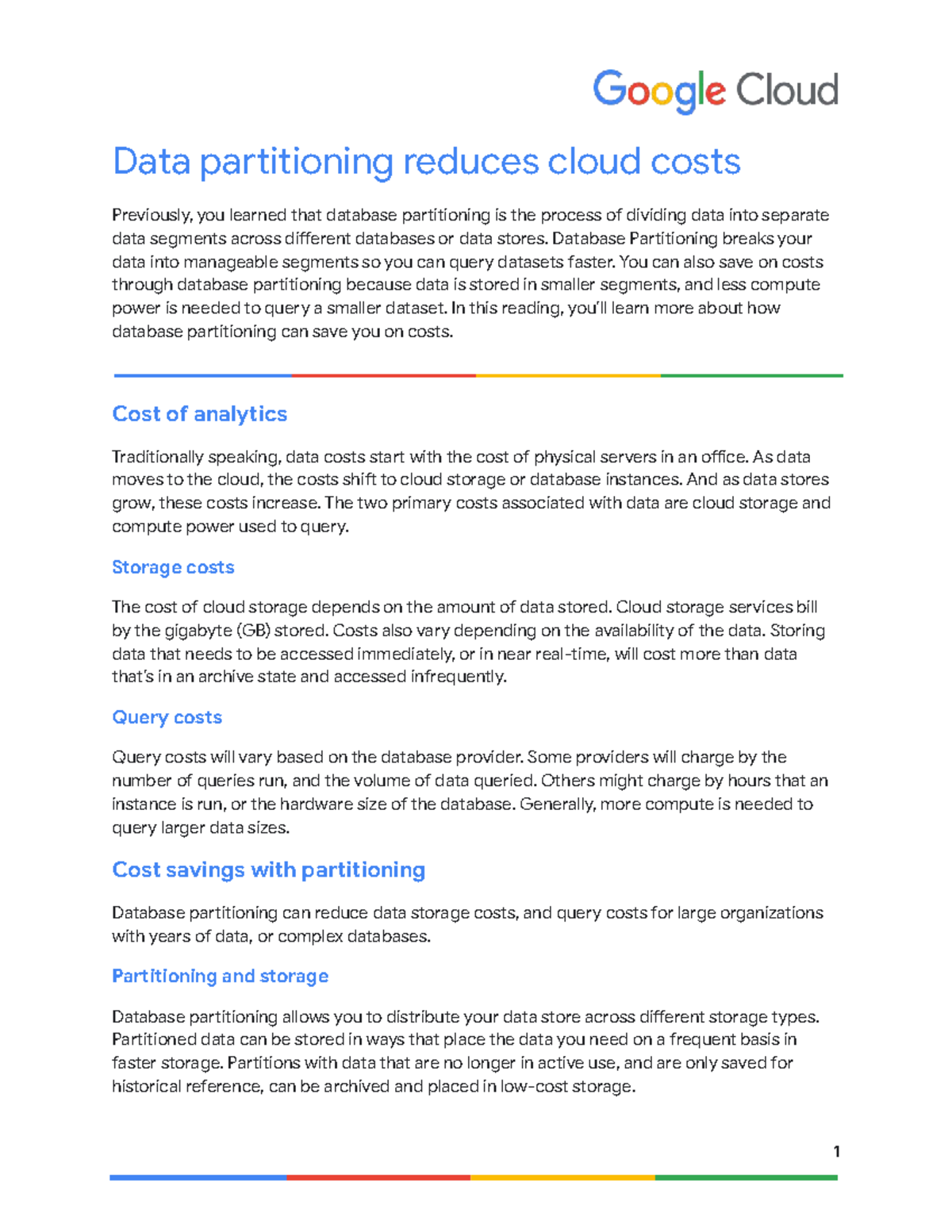 CDA C2: Cost Savings Through Data Partitioning in Cloud Storage - Studocu