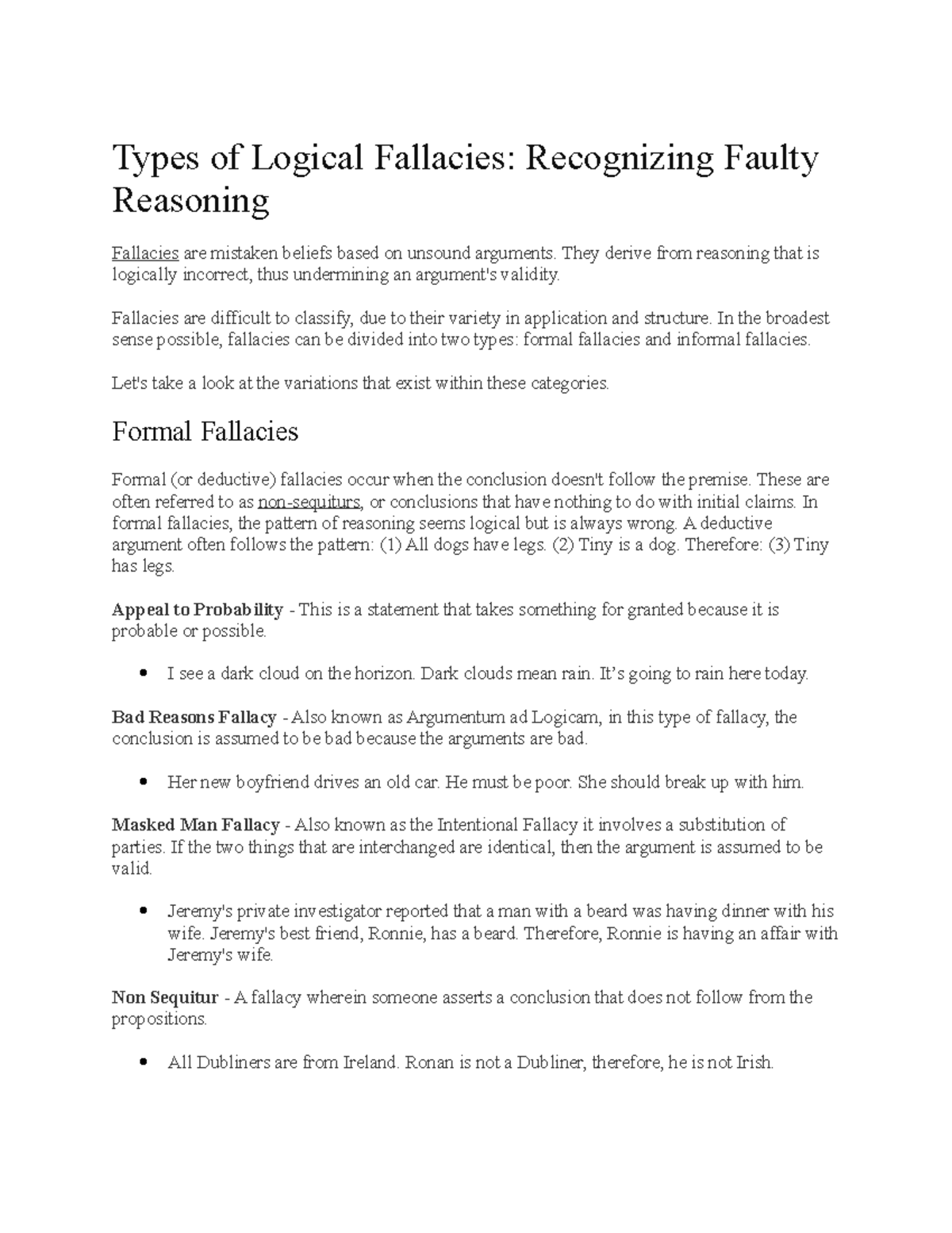 Types of Logical Fallacies: Understanding Formal and Informal Errors ...