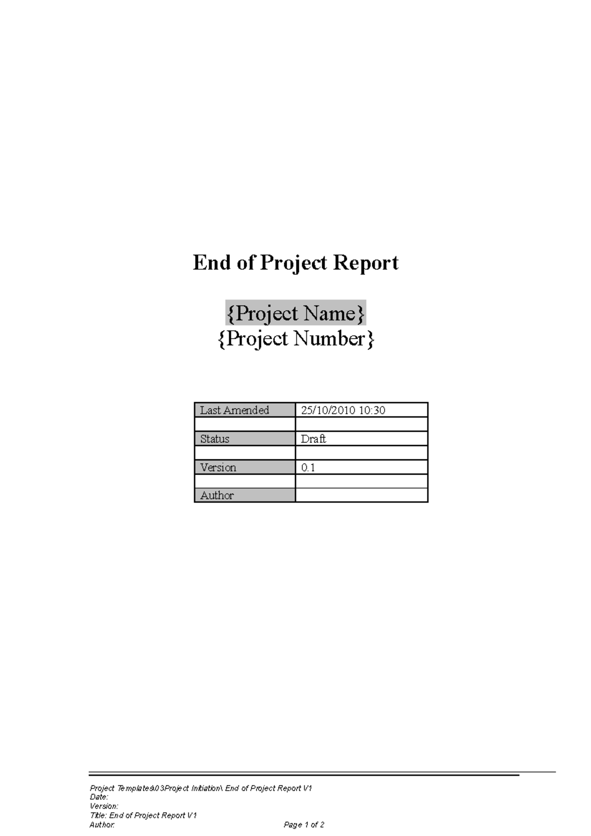 End of Project Report V - {Project Name} - {Project Number} - Studocu