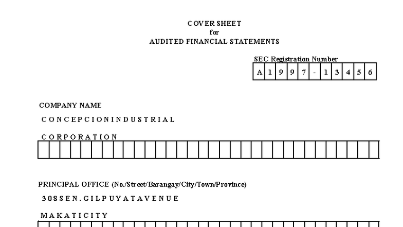 CIC.PS - Concepcion Industrial Corporation Audited Financial Statements ...