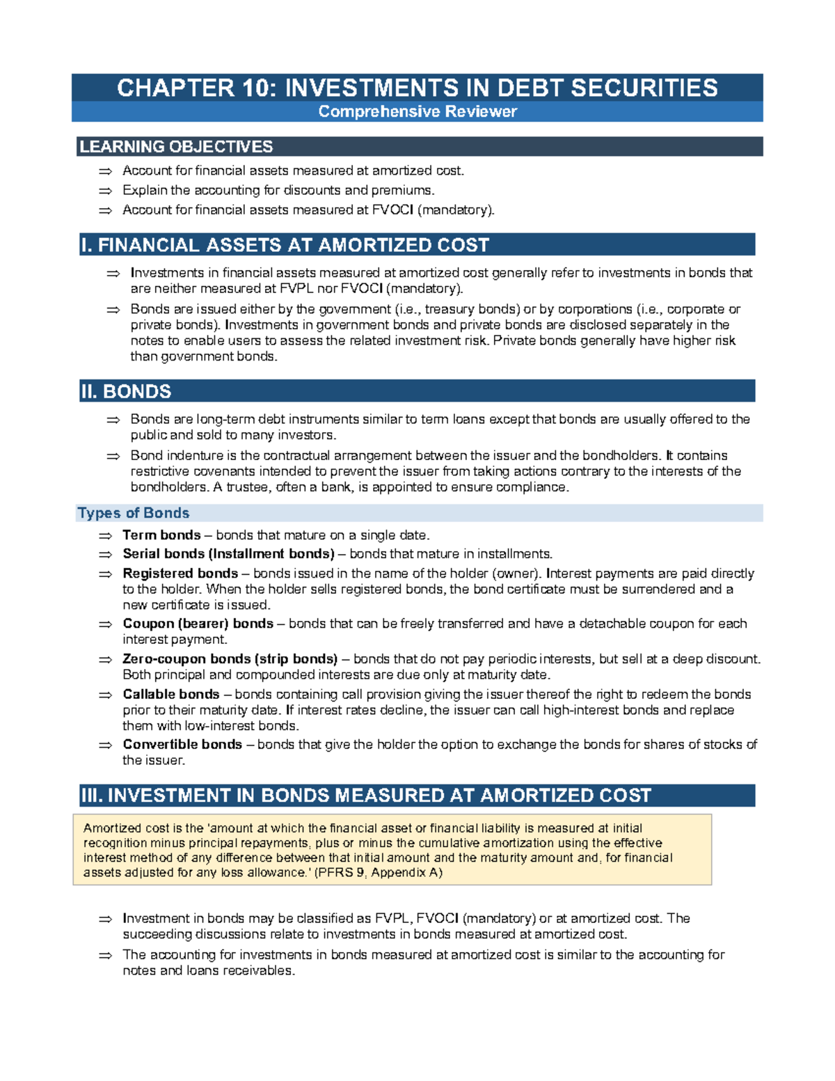 CHAPTER 10: INVESTMENTS IN DEBT SECURITIES Comprehensive Review - Studocu