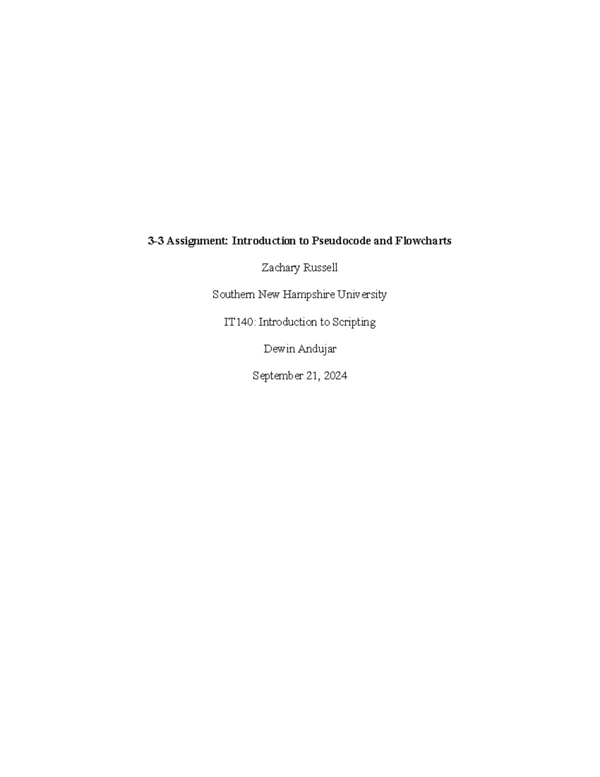 IT 140 3-3 Assignment: Intro to Pseudocode & Flowcharts - Studocu