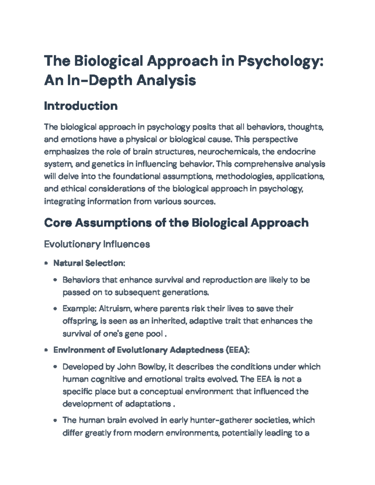 Biopsychology: A Comprehensive Overview of the Biological Approach ...