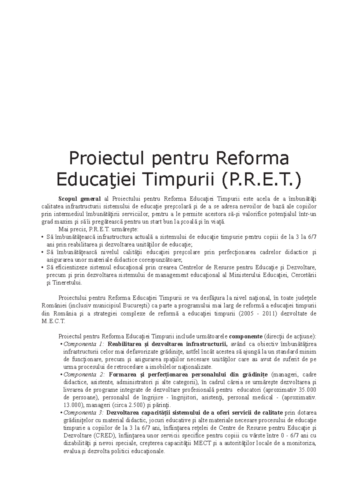Modul 2: Grădinița și Comunitatea – Proiectul P.R.E.T. în România - Document Preview