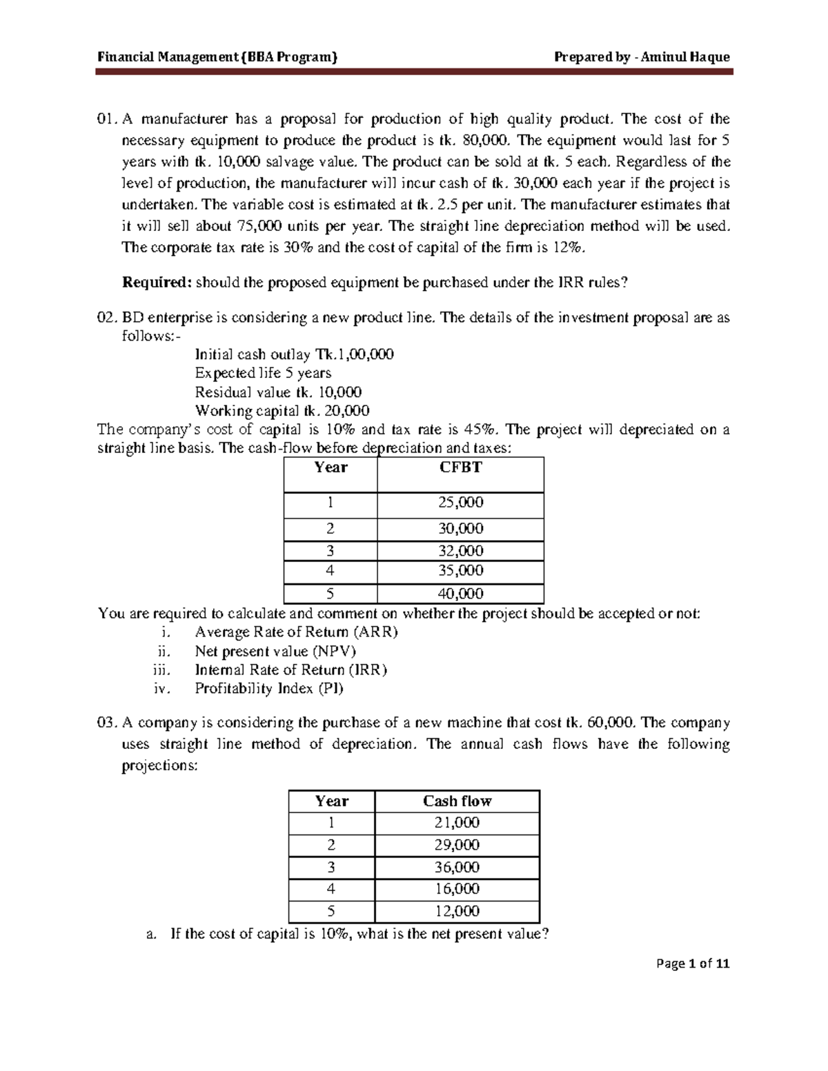 Lecture 15: Capital Budgeting Practice Problems and Solutions - Studocu