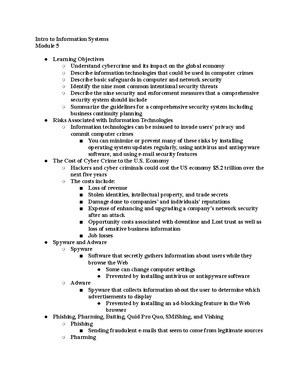 Intro to Information Systems - Module 9 - Intro to Information Systems ...