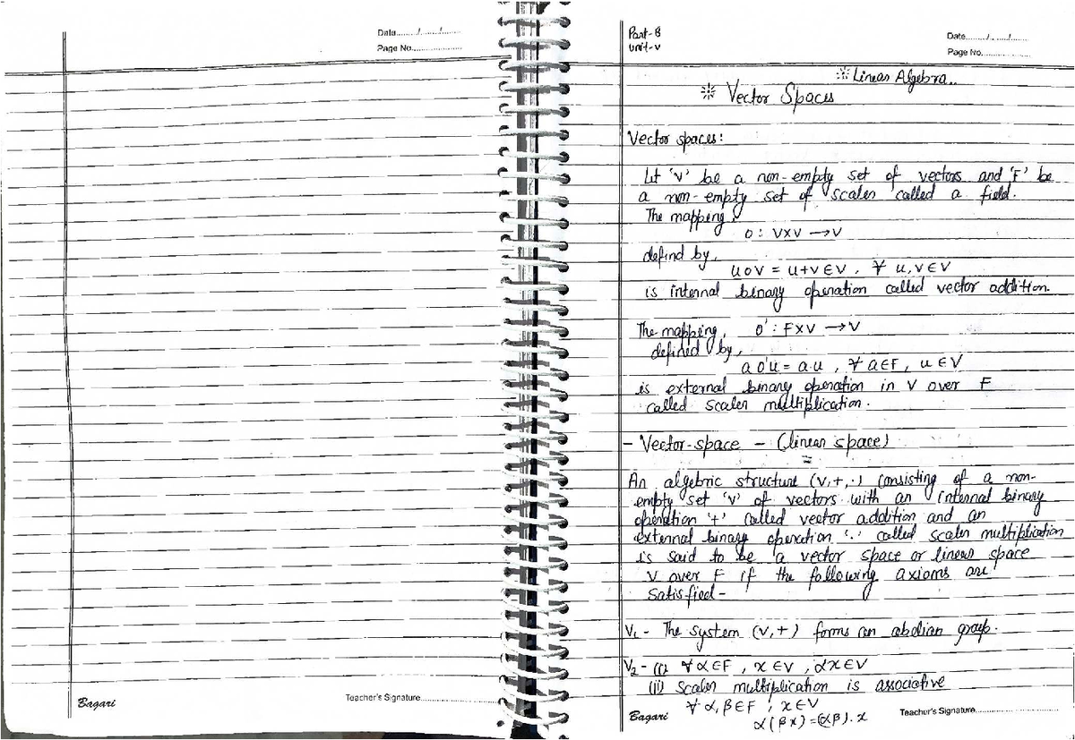 Vector Spaces: Comprehensive Notes for Linear Algebra (MATH 5.5) - Studocu