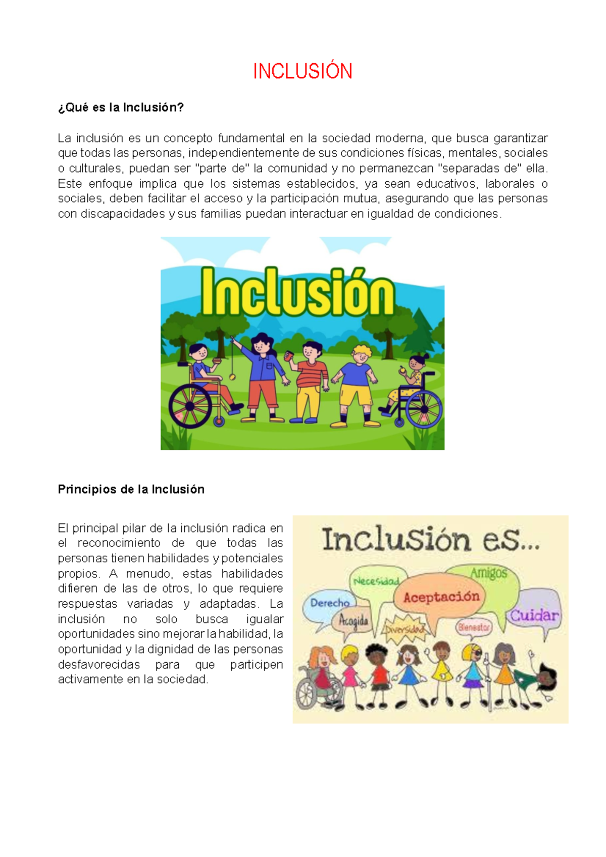 INCLUSIÓN: Conceptos y Principios para una Sociedad Inclusiva - Studocu