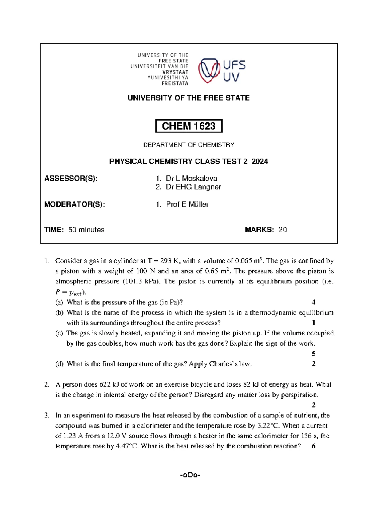 CHEM1632 June Exam Opportunity 1 Study Guide - Studocu