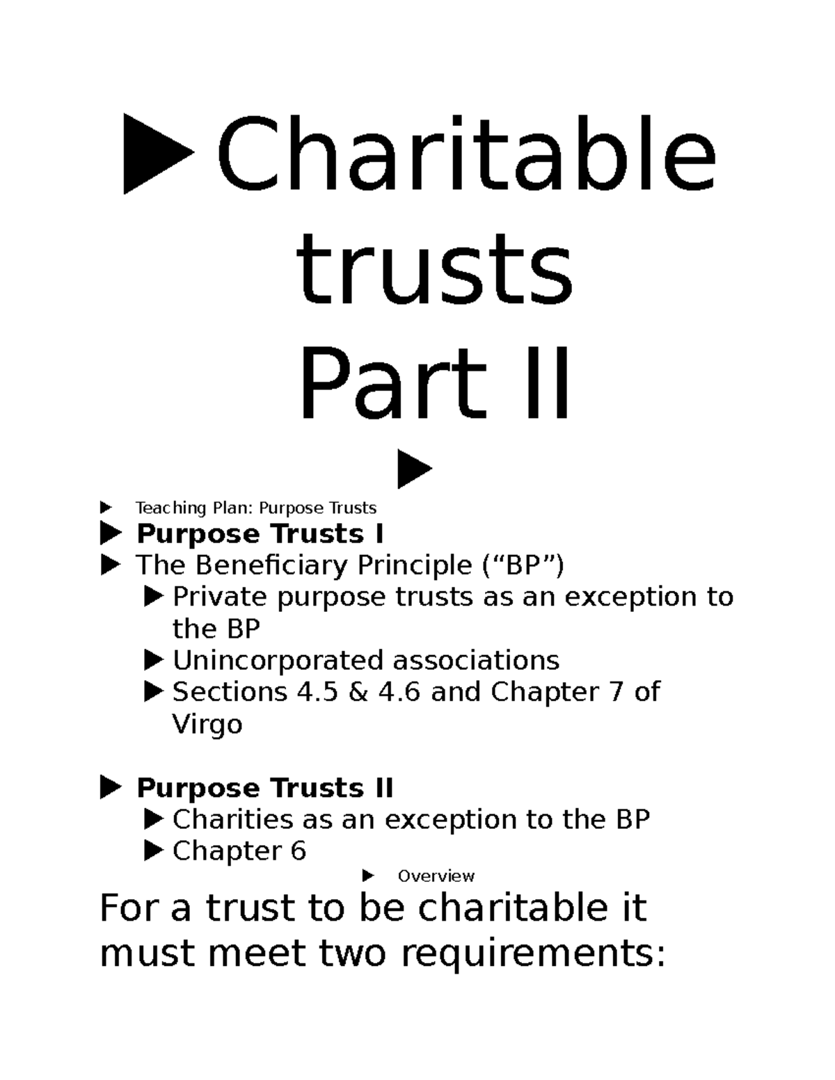 Charitable Trusts: Overview and Key Concepts - Lecture Notes (LAW 101 ...