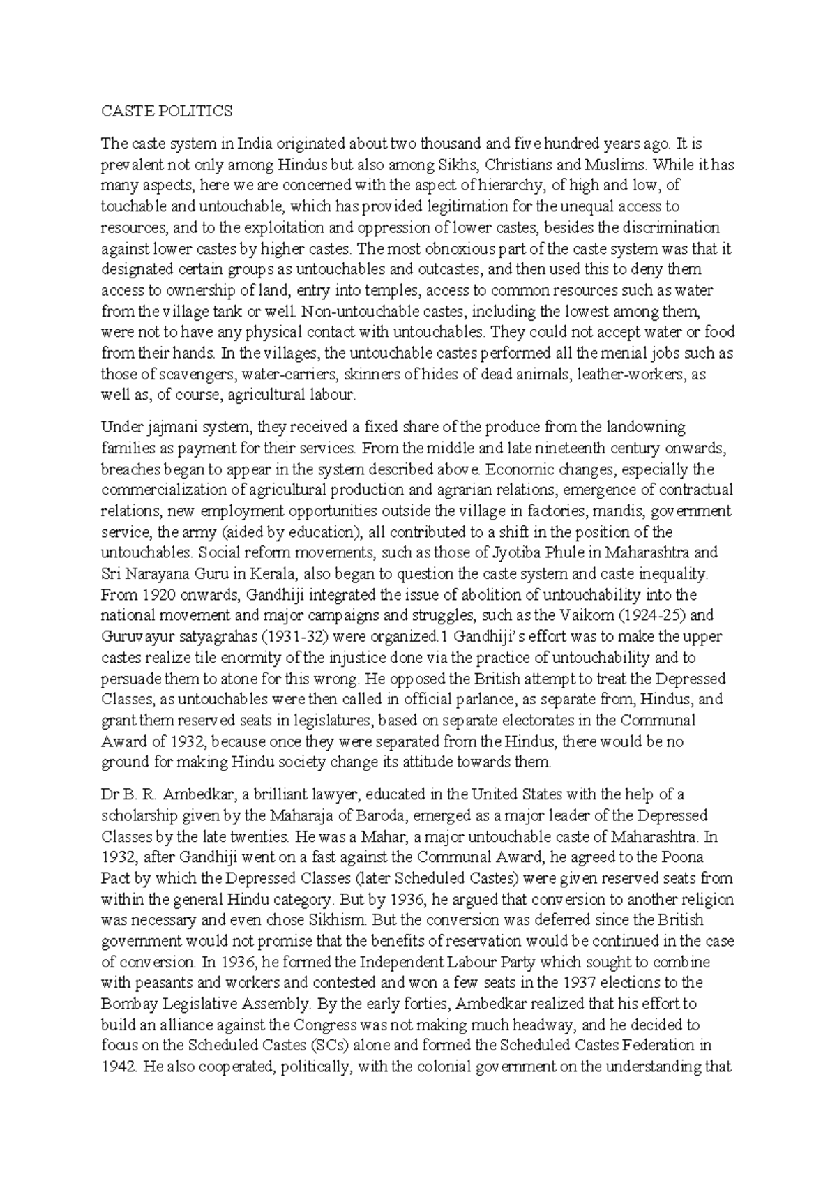 Caste Politics: Historical Context and Contemporary Issues in India ...