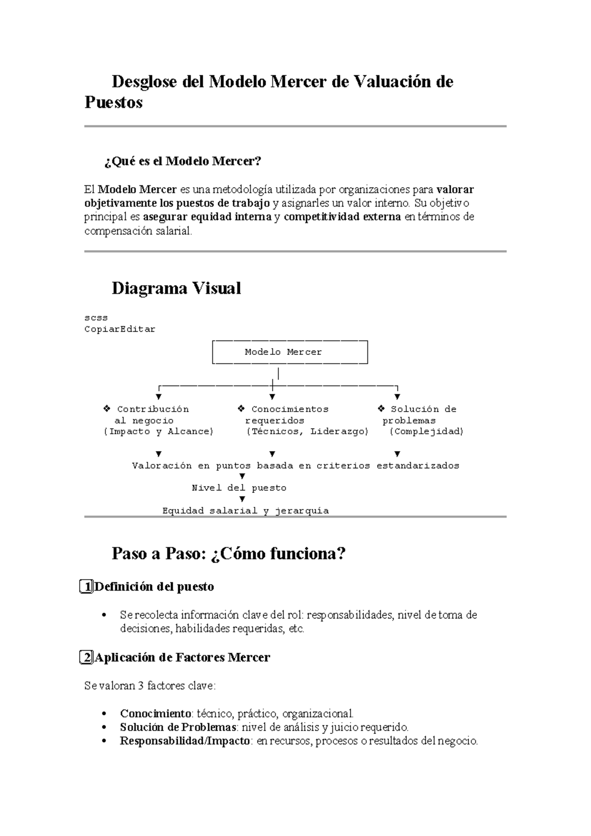 📝 Análisis del Modelo Mercer de Valuación de Puestos y su Aplicación ...
