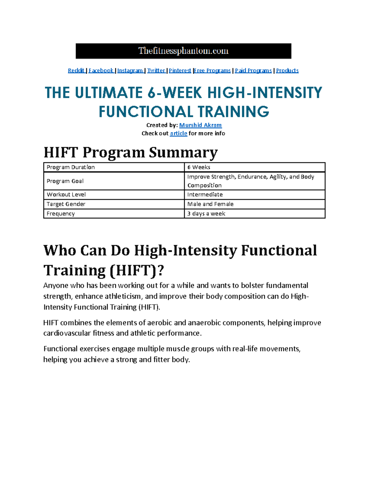 6-Week-HIFT-Program - hift - Reddit | Facebook | Instagram | Twitter ...