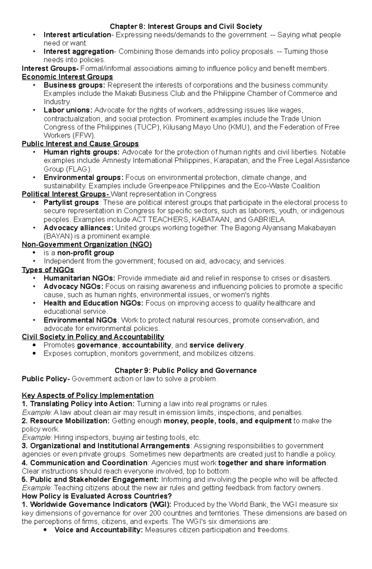 Compa 101: Finals Reviewer on Interest Groups & Public Policy - Studocu