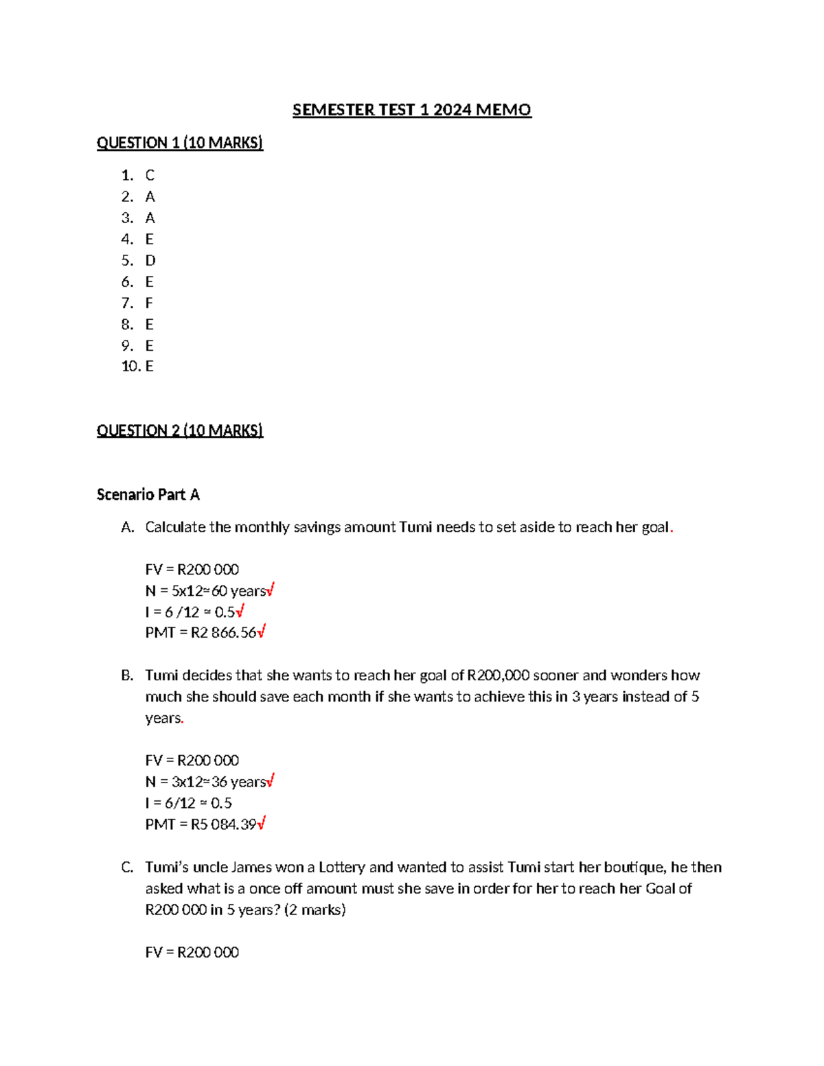 2024 FNM; FMB & FTB SEM-TEST 1 SOLUTIONS MEMO - Studocu