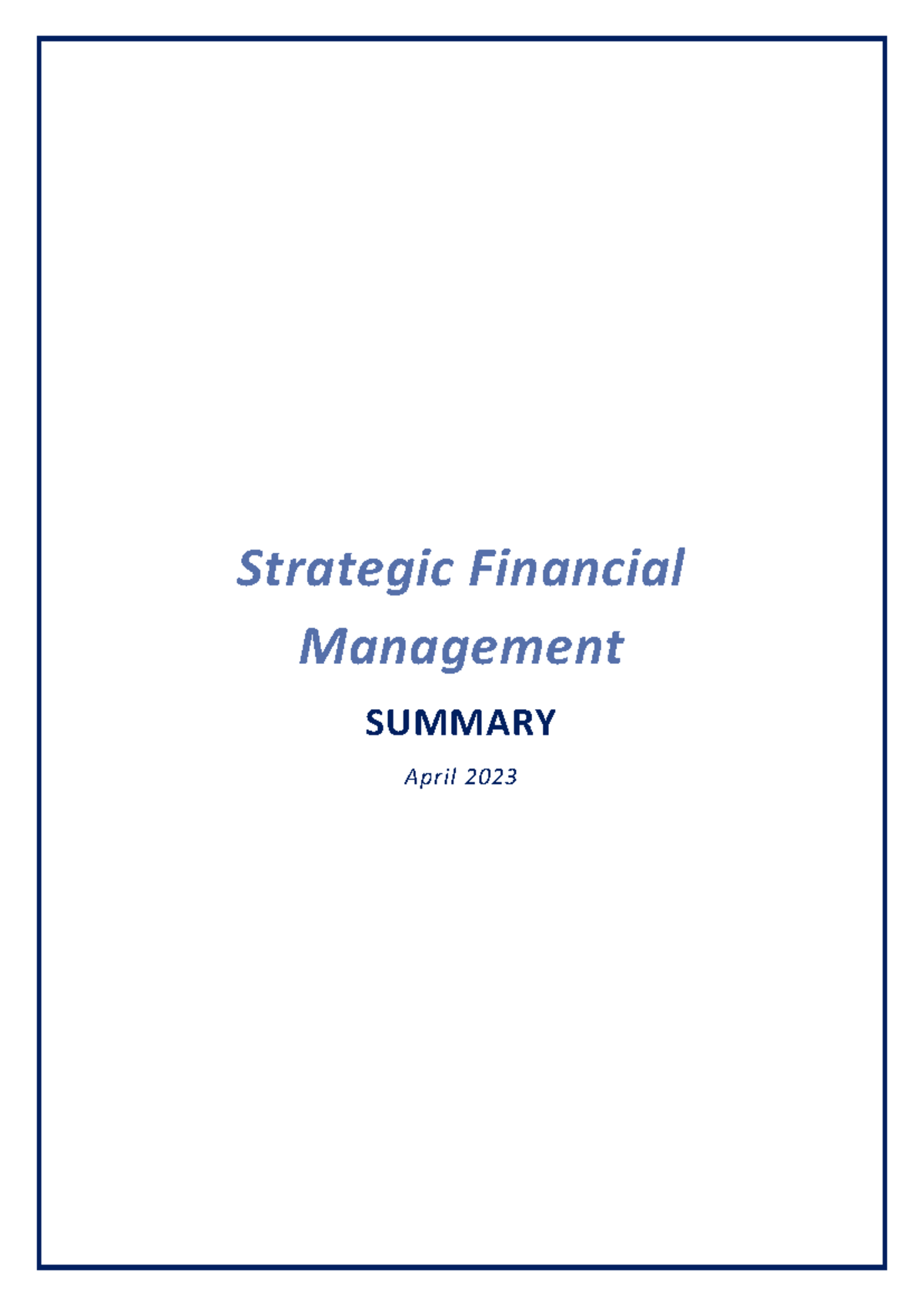 Strategic Financial Management Summary & Key Concepts (SFM 101 ...