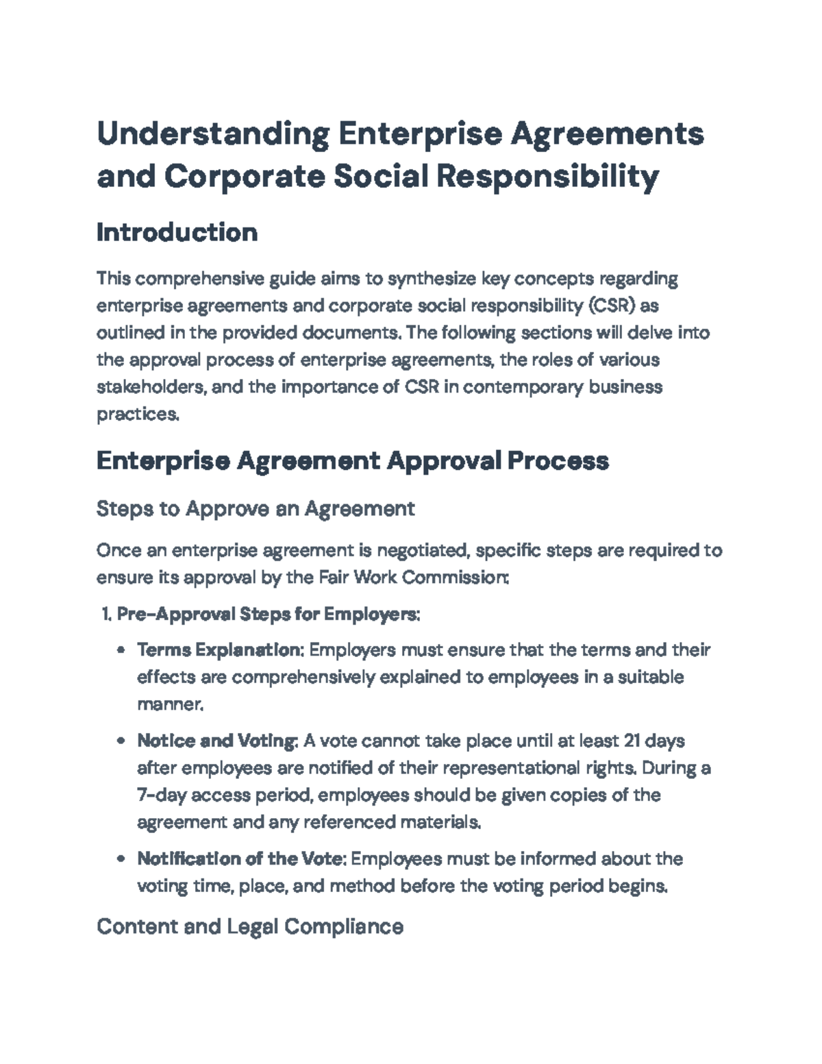 Understanding Enterprise Agreements and CSR: Key Concepts Guide ...