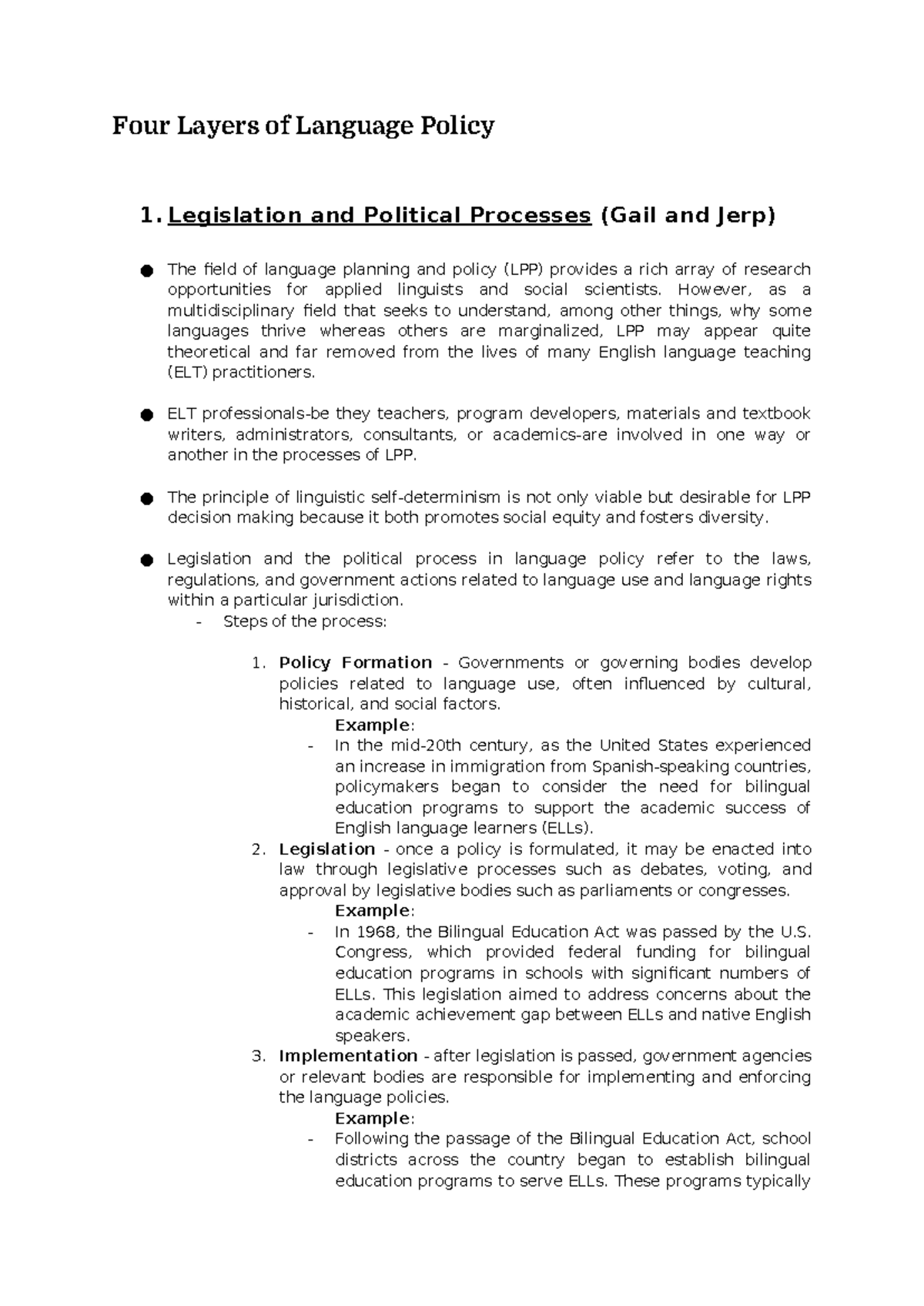 EL-104 - Research on Language Policy and Political Processes - Studocu