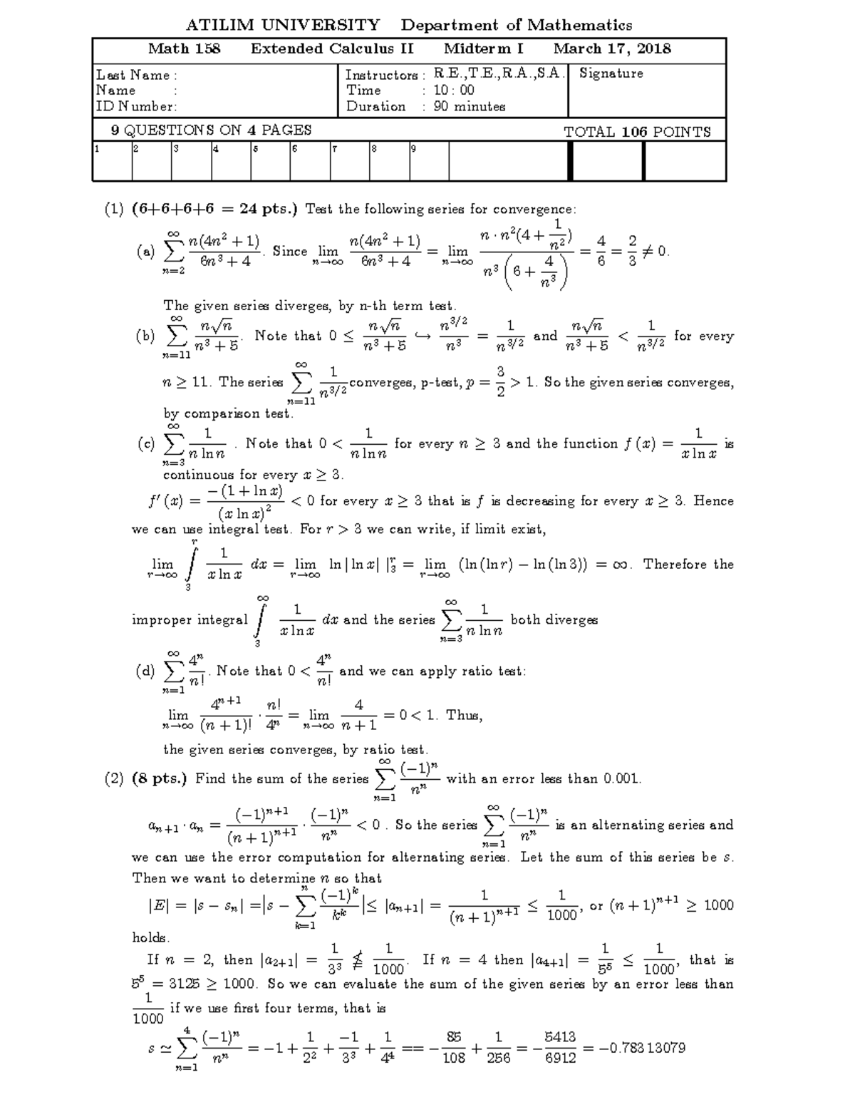 Math 158 Midterm I Questions and Answers - 17 March 2018 - Studocu