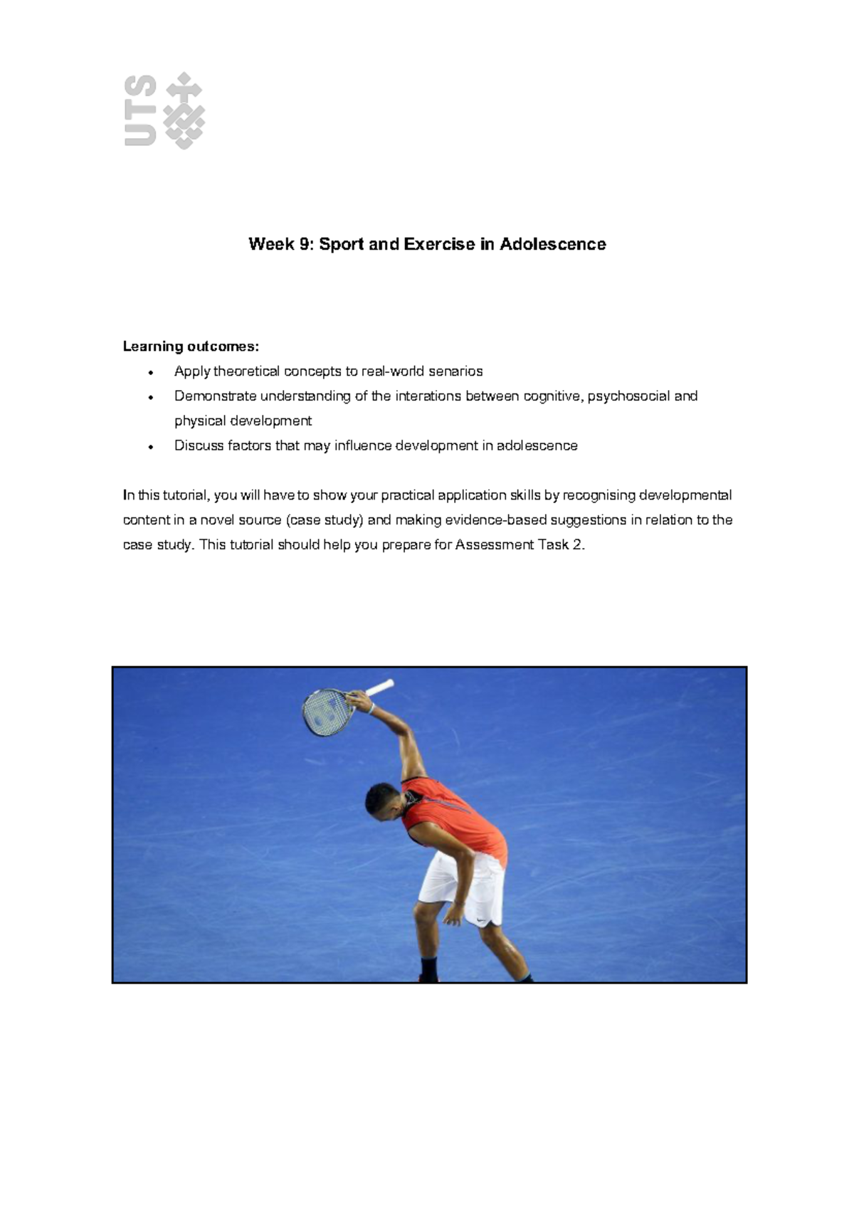 Week 9 Tutorial Worksheet - Week 9 : Sport and Exercise in Adolescence ...