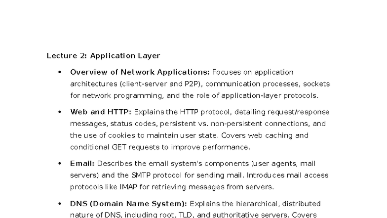 Lecture 2-8 Review: Network Applications, Layers & Protocols Overview ...