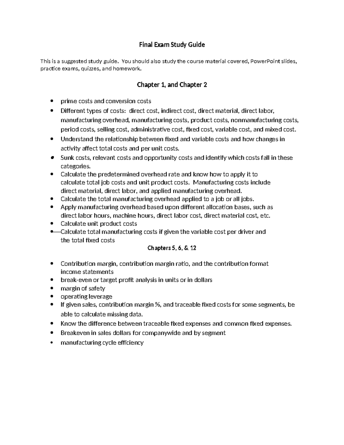 ACCT2122 Final Exam Study Guide: Key Concepts and Formulas - Studocu