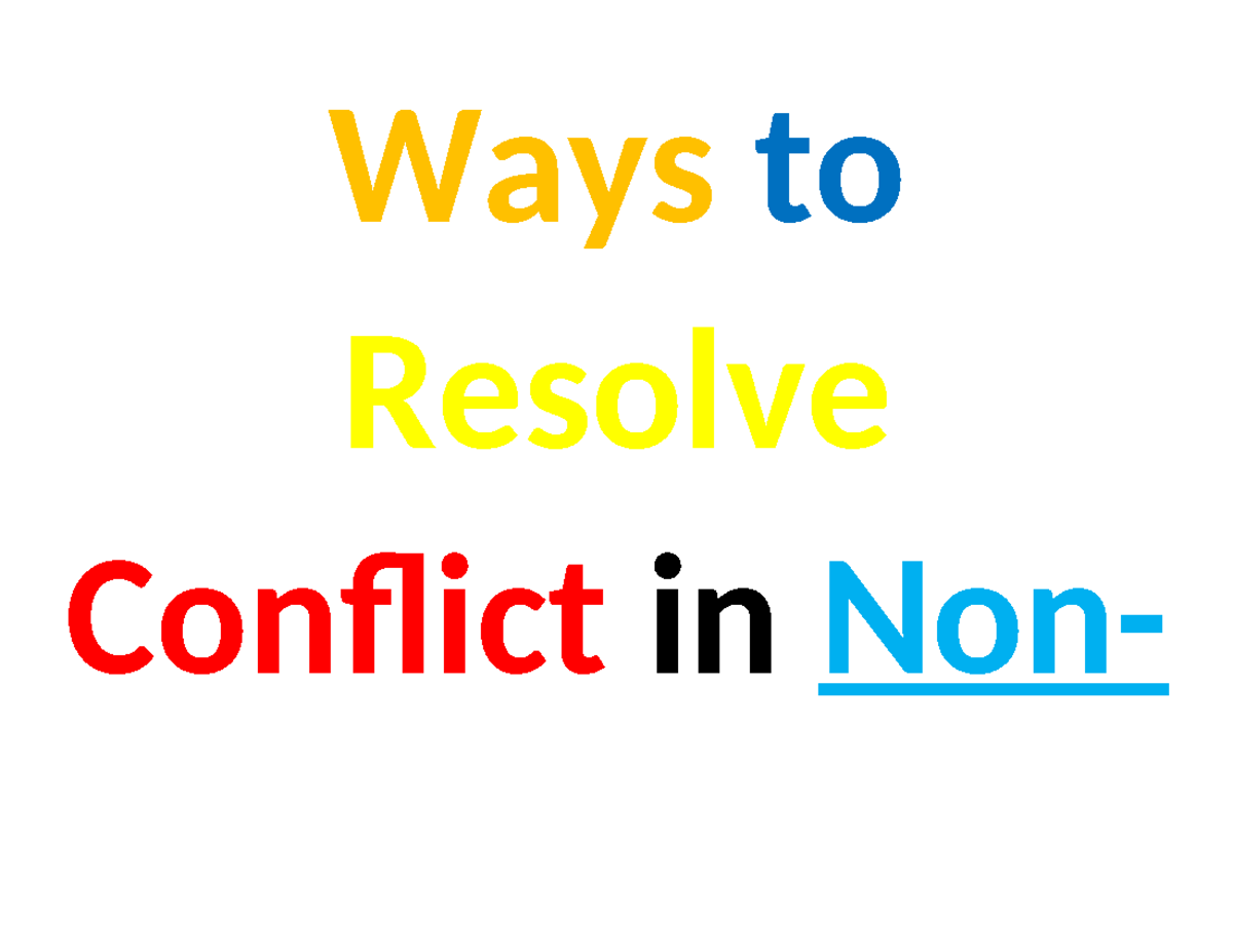 Ways to Resolve Conflict in Non - Bachelor of Elementary Education ...