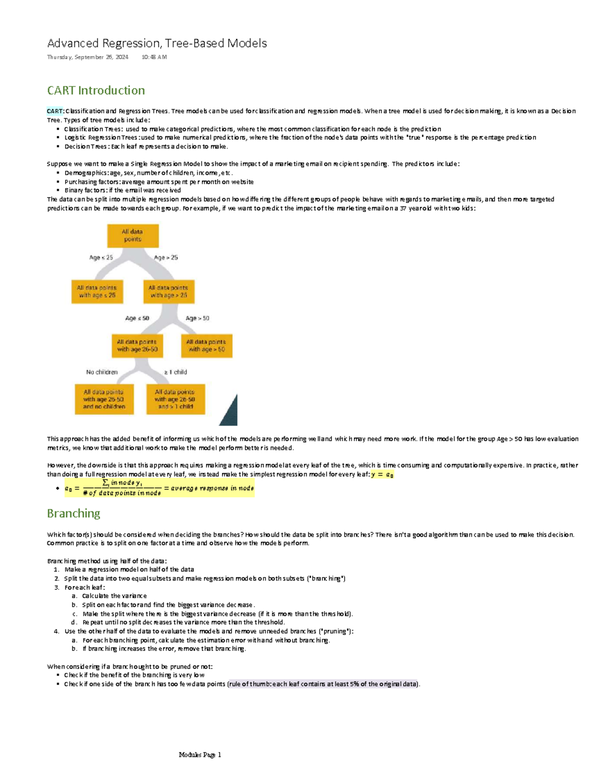 W7 Advanced Regression - CART Introduction CART: Classification and ...