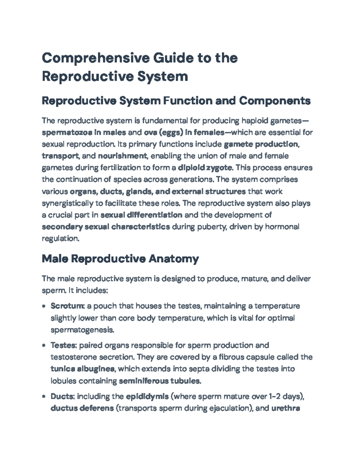 Comprehensive Overview of the Human Reproductive System - Comprehensive ...