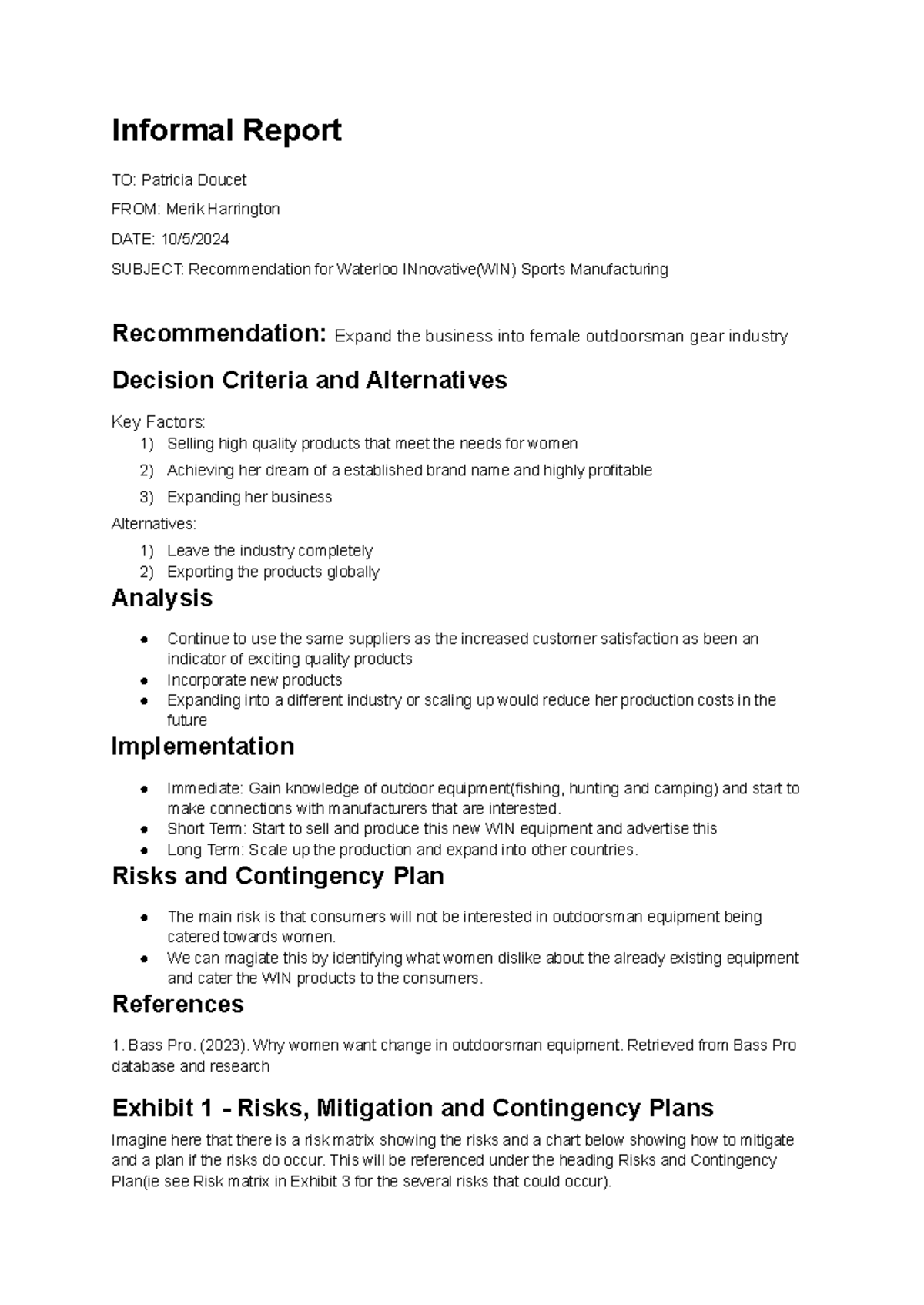 Informal%20Report%20-%20WIN-%20Merik%20Harrington - Informal Report TO ...