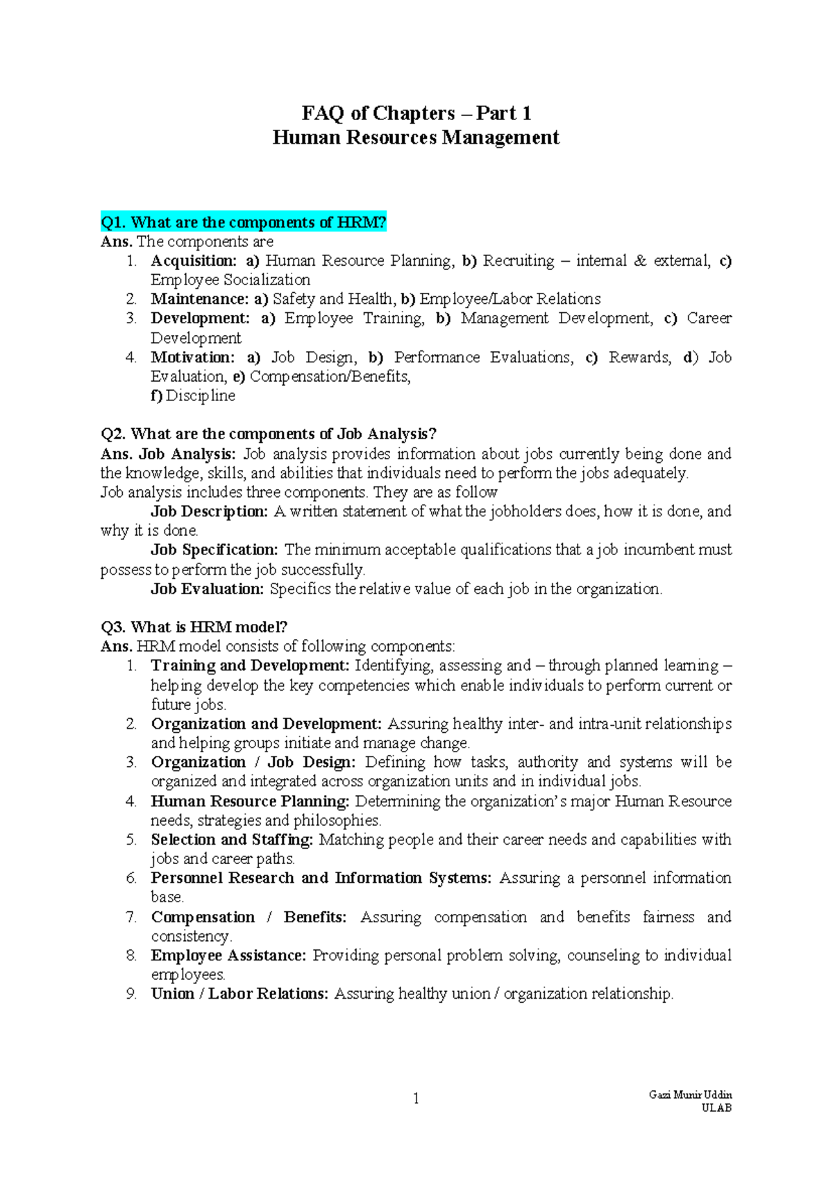 HRM Midterm Notes: Key Concepts and FAQs on Human Resources Management ...